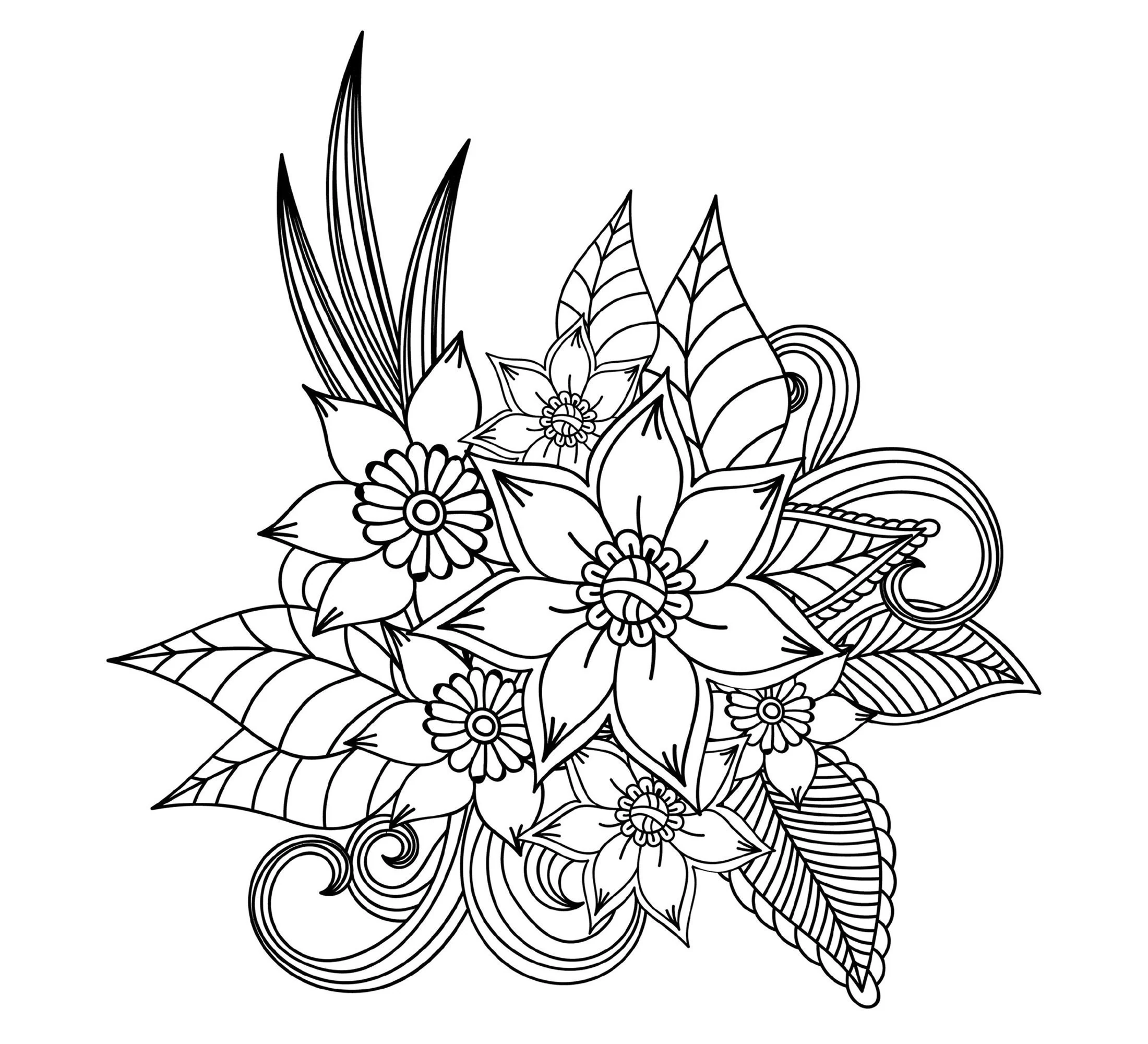 Flower Coloring Page Printable Flower Design Coloring Page For 