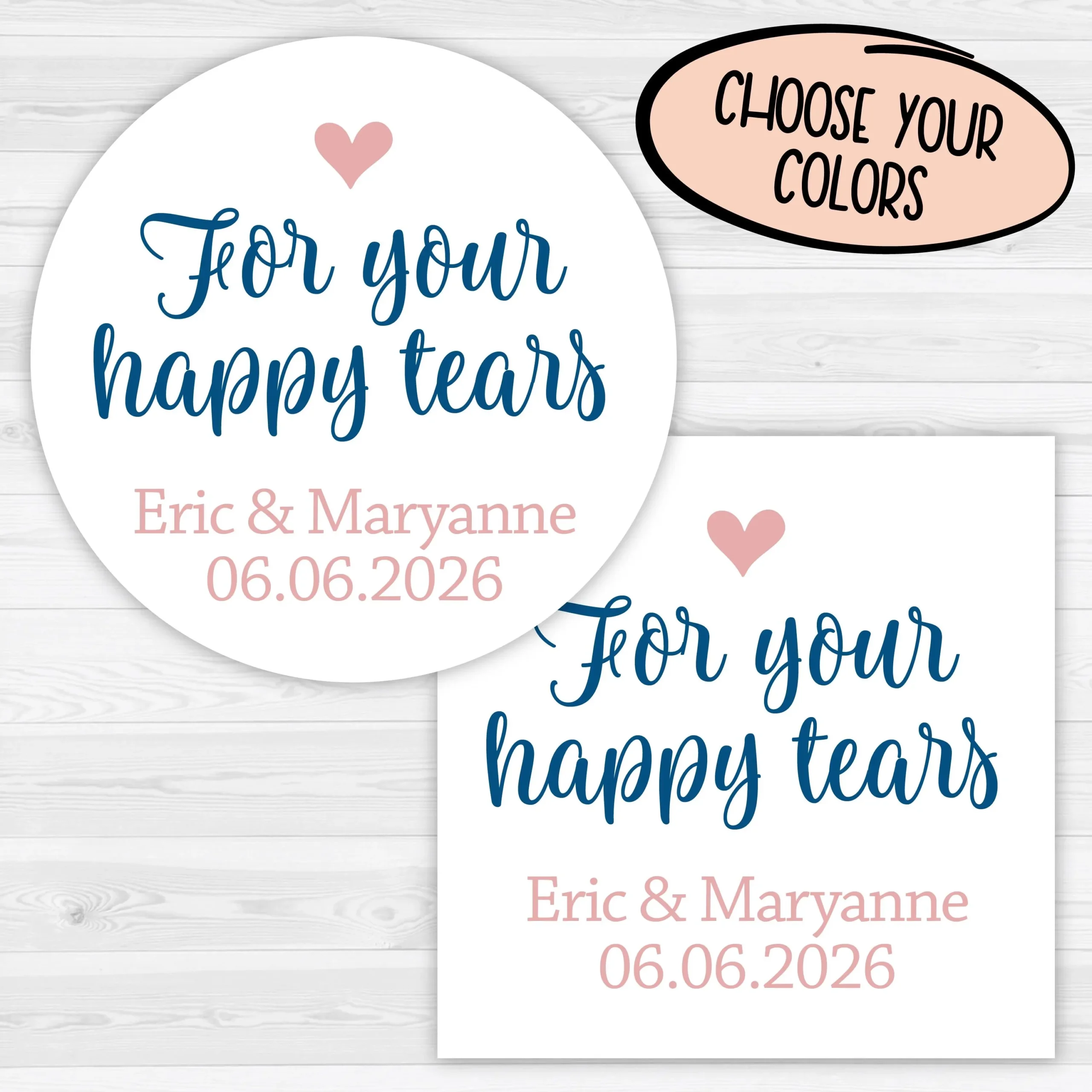 For Your Happy Tears Stickers Wedding Tissue Favor Stickers 