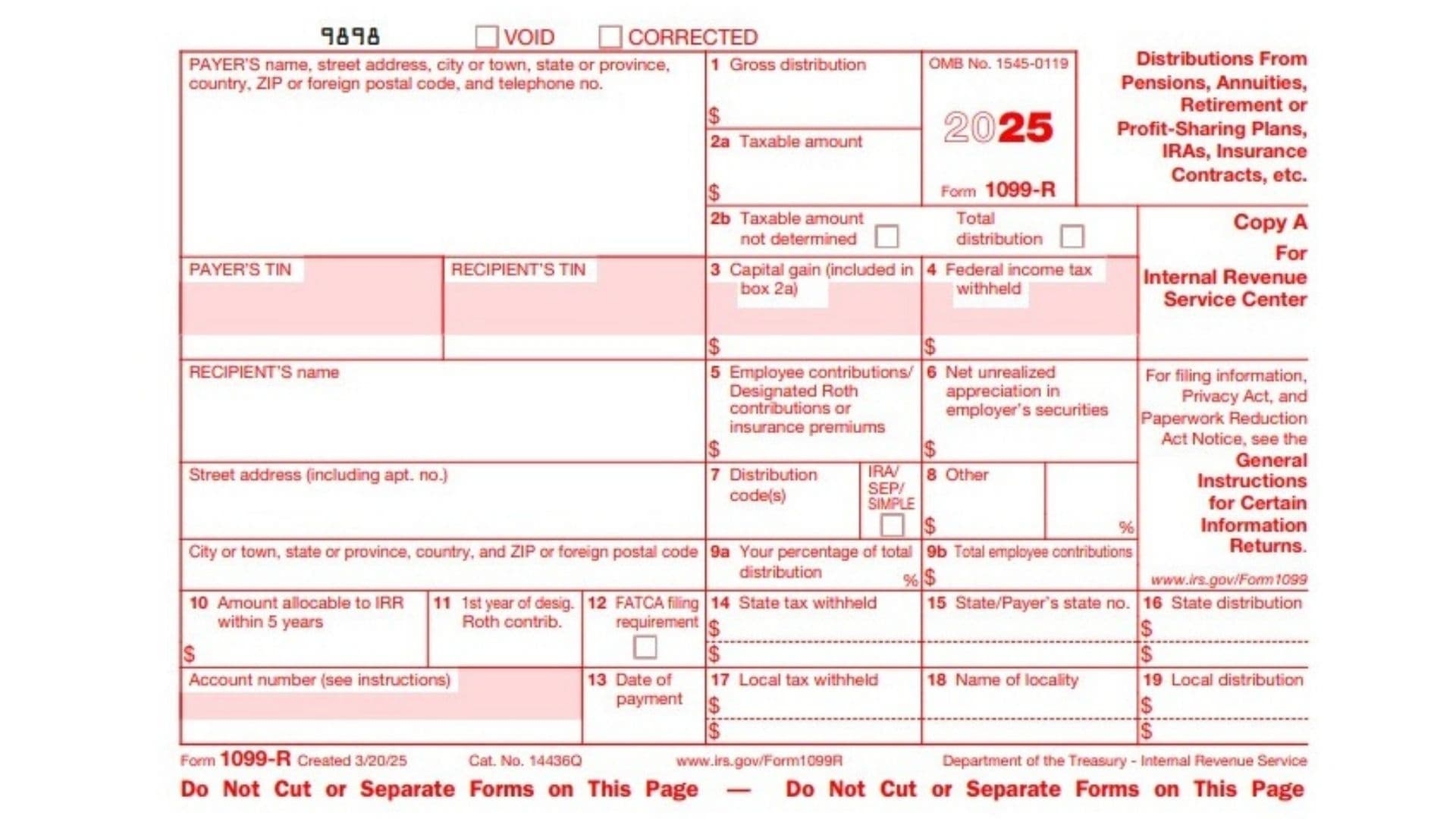 Tax Form 1099 R 2026