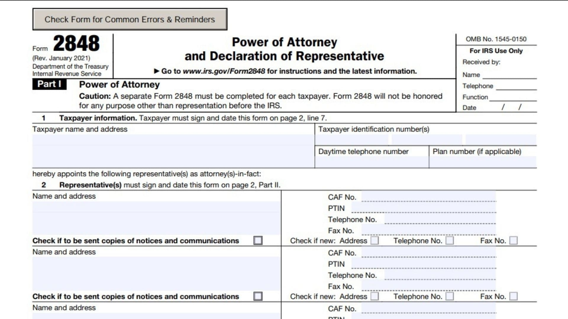 Form 2848 Instructions 2025 2026