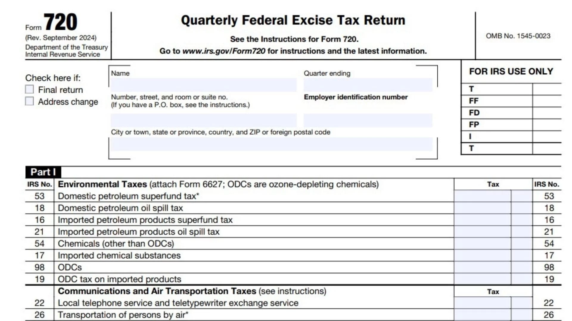 Form 720 Instructions 2025 2026