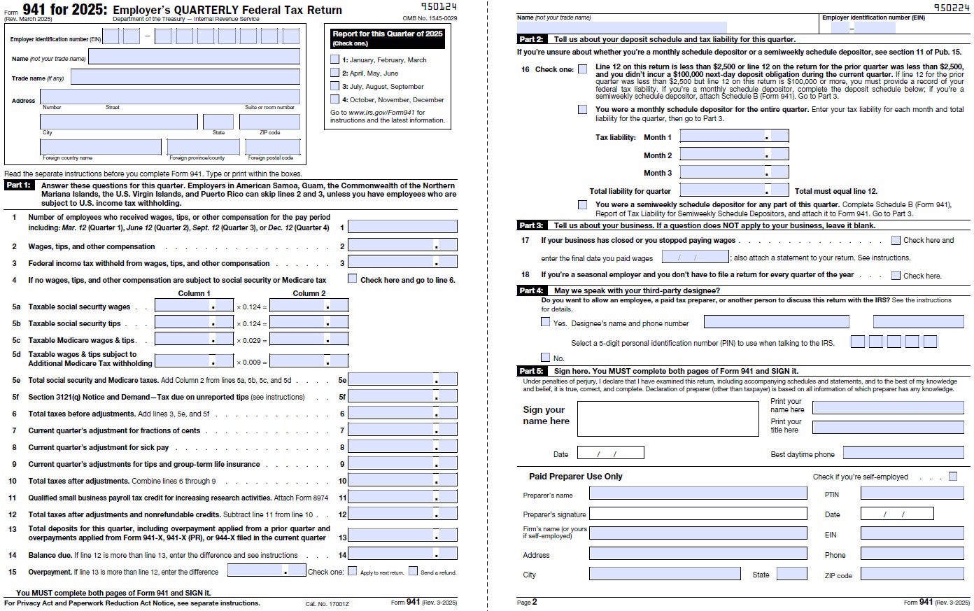 941 X Form 2026
