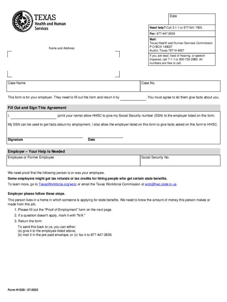 Form H1028 Employment Verification Fill Out amp Sign Online DocHub