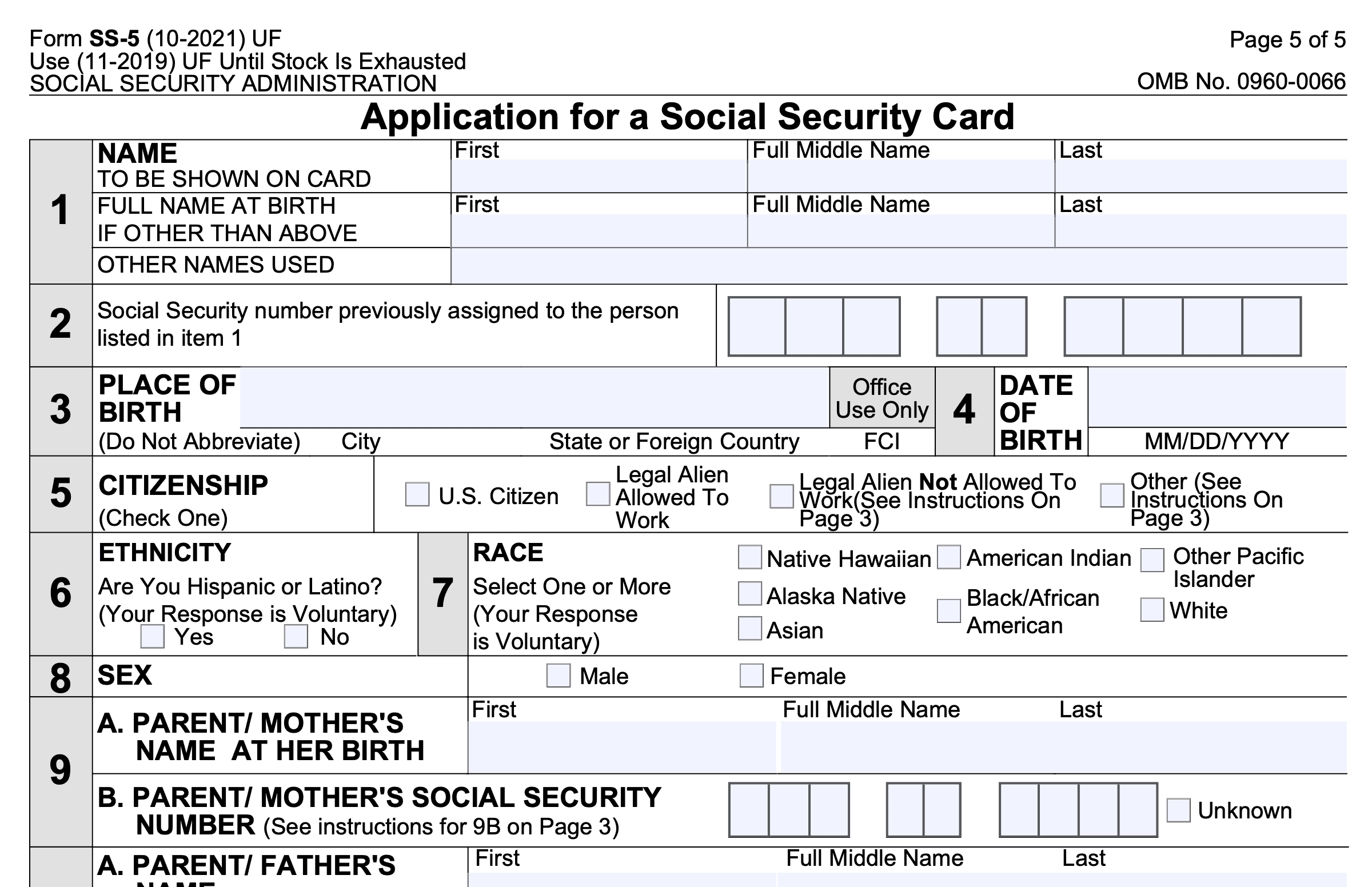 Form SS 5 Instructions Obtaining A New Social Security Card