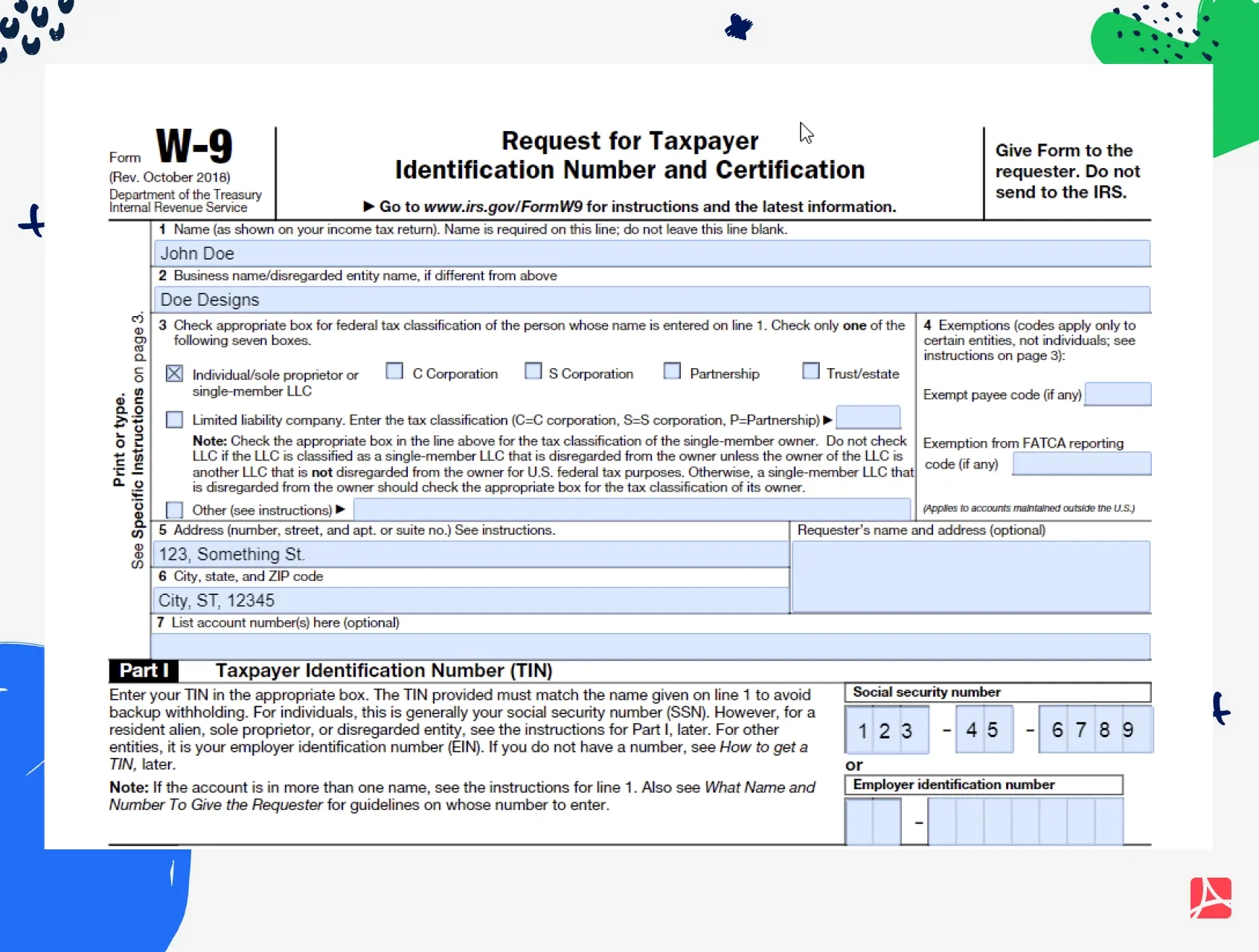 Form W 9 IRS Forms And Letters Worksheets Library