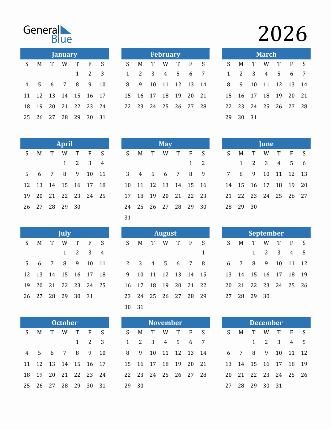 Free Printable Monthly Calendar 2026 Word