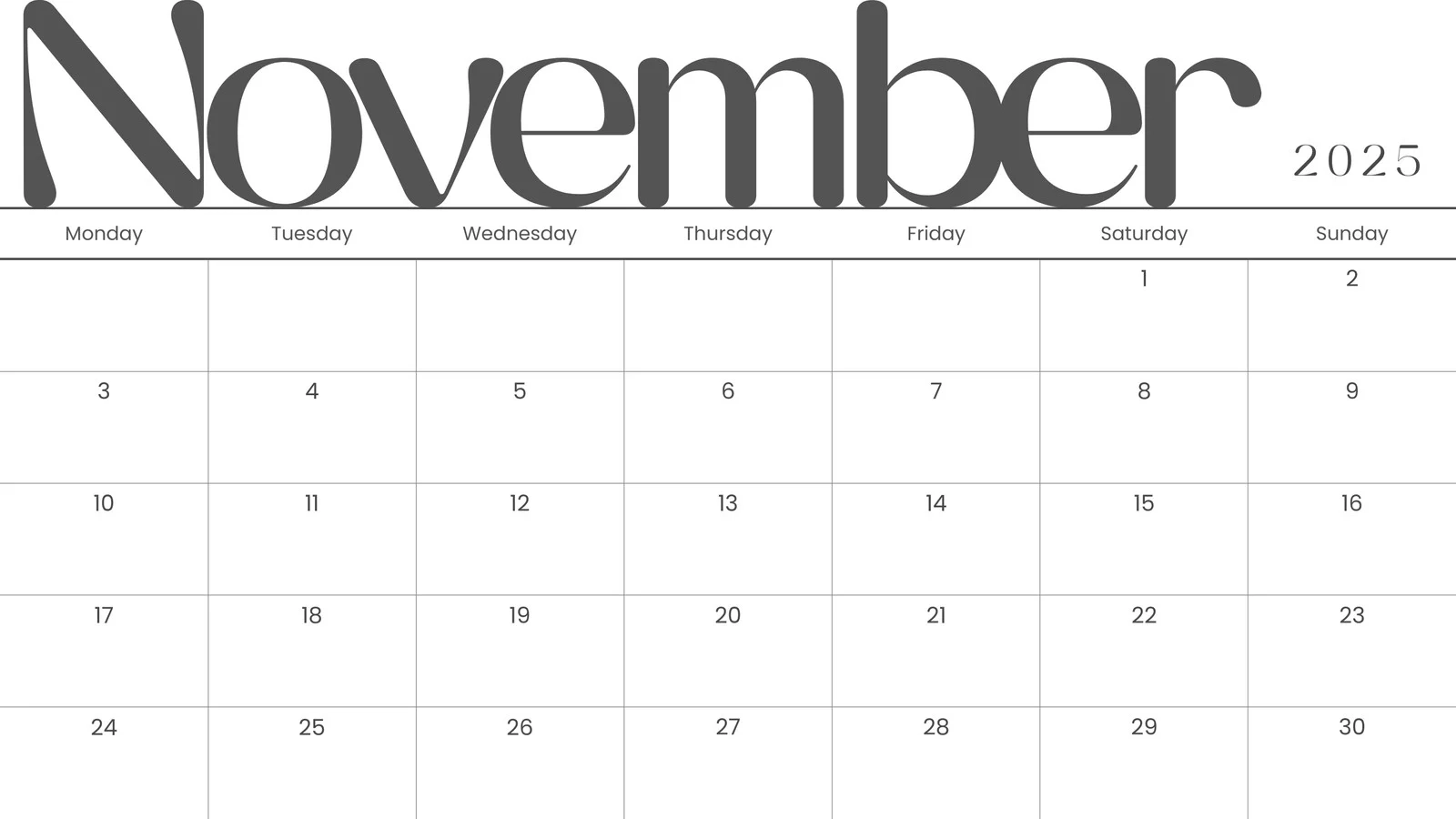 November Calendar Printable Free Pretty