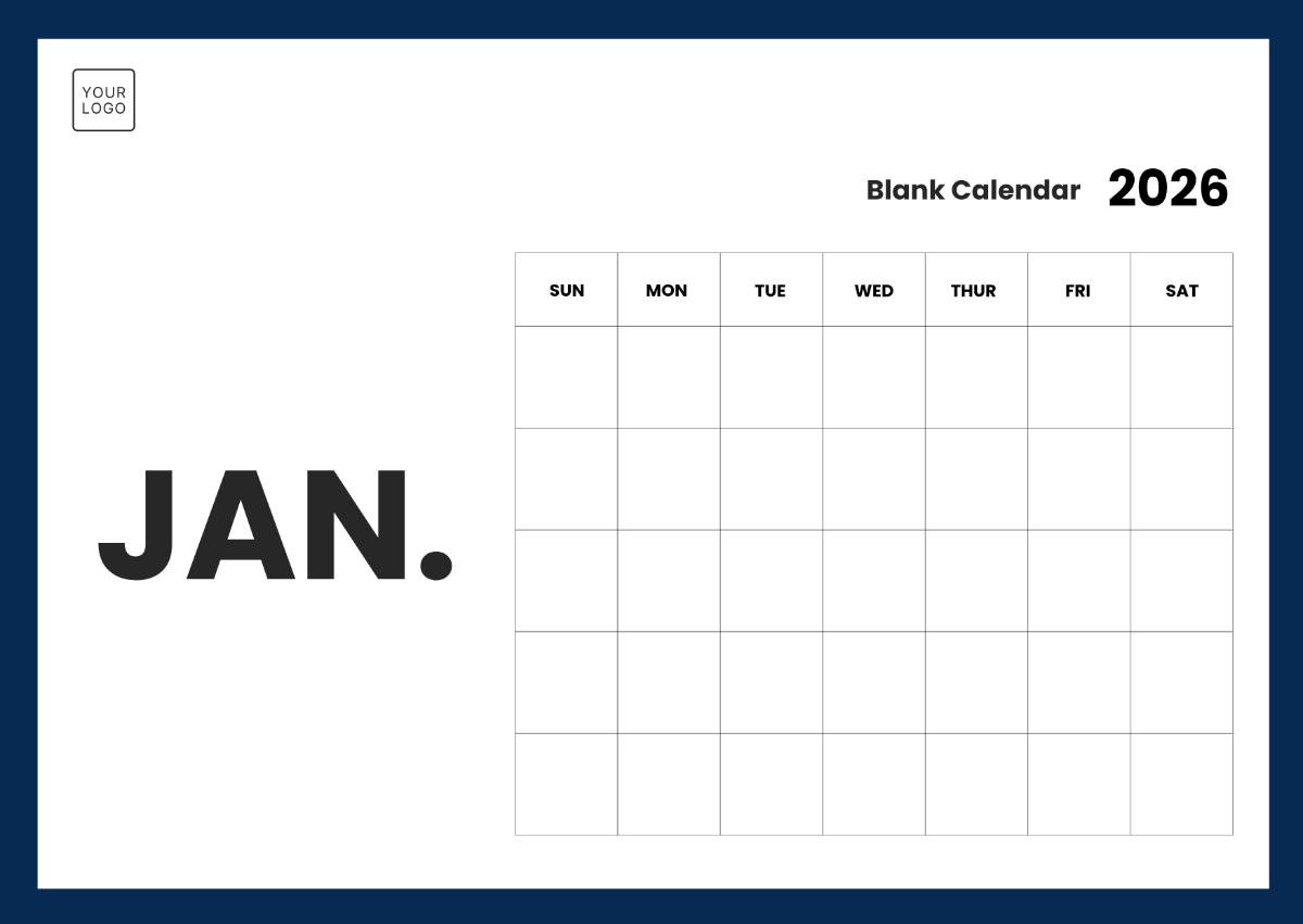 2026 Blank Calendar Pages Printable