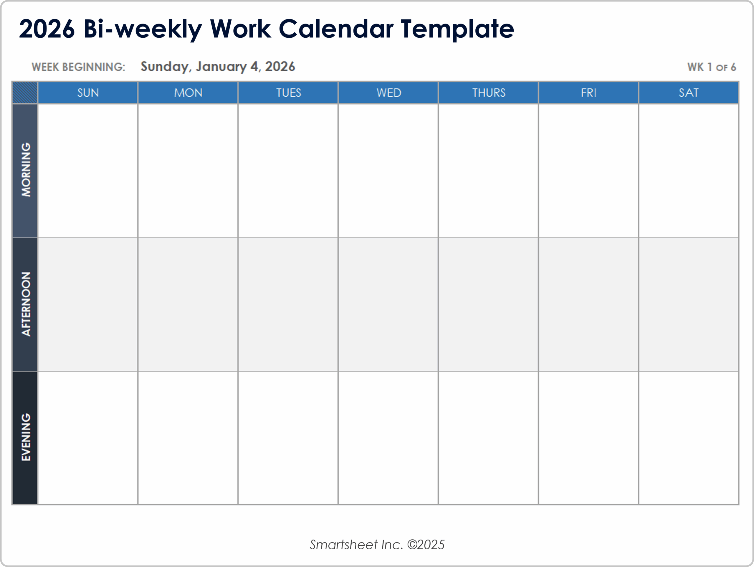 Blank Printable Calendar Template