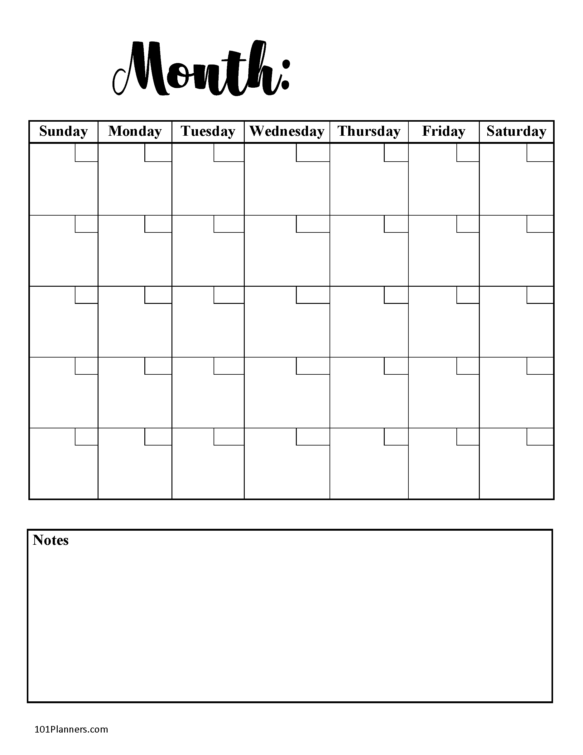 Free Printable Blank Calendars