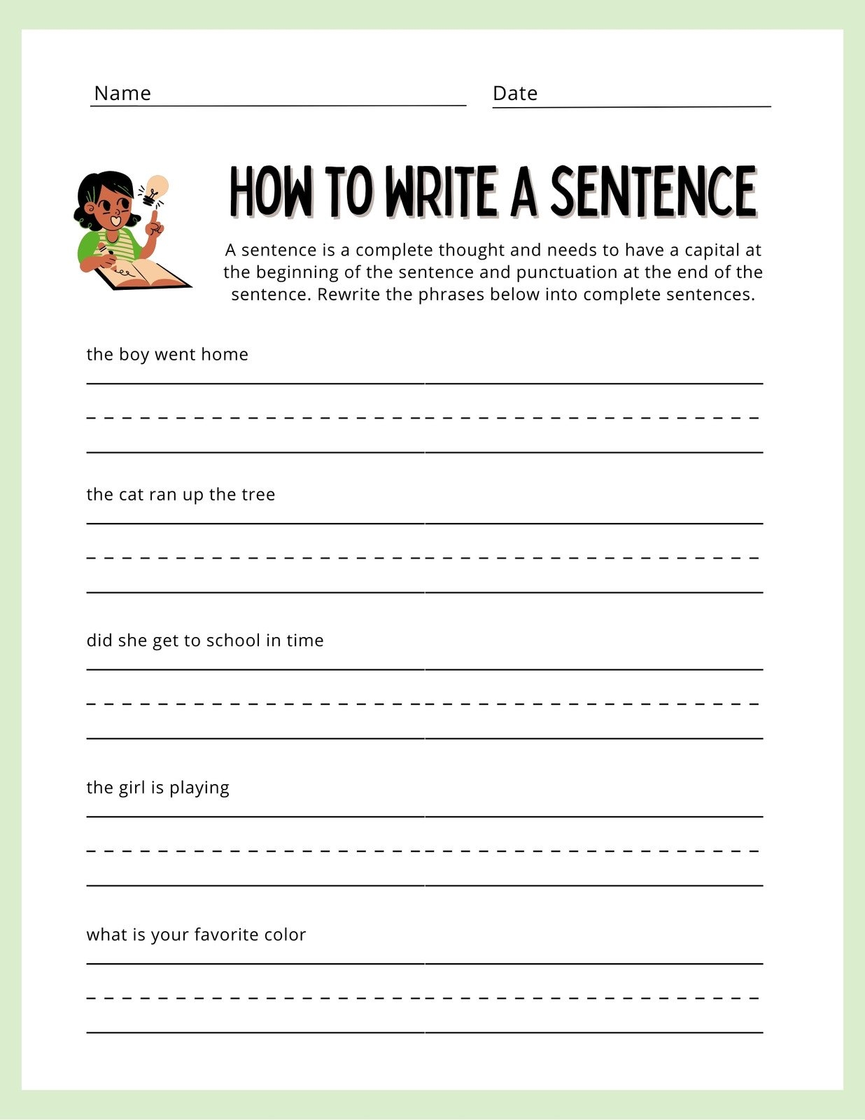 Free Printable First Grade Writing Worksheets