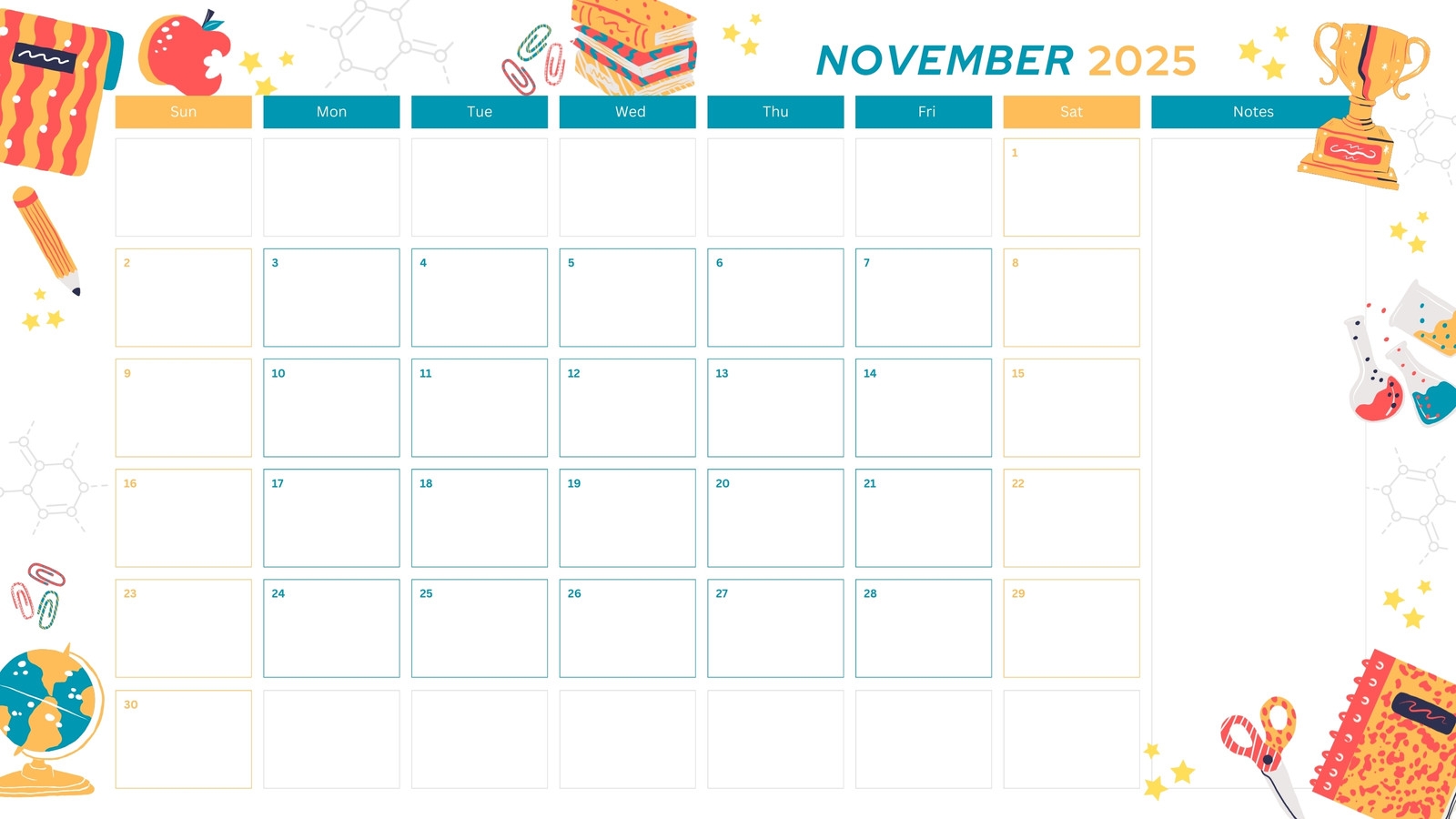 Printable Monthly School Calendar Blank