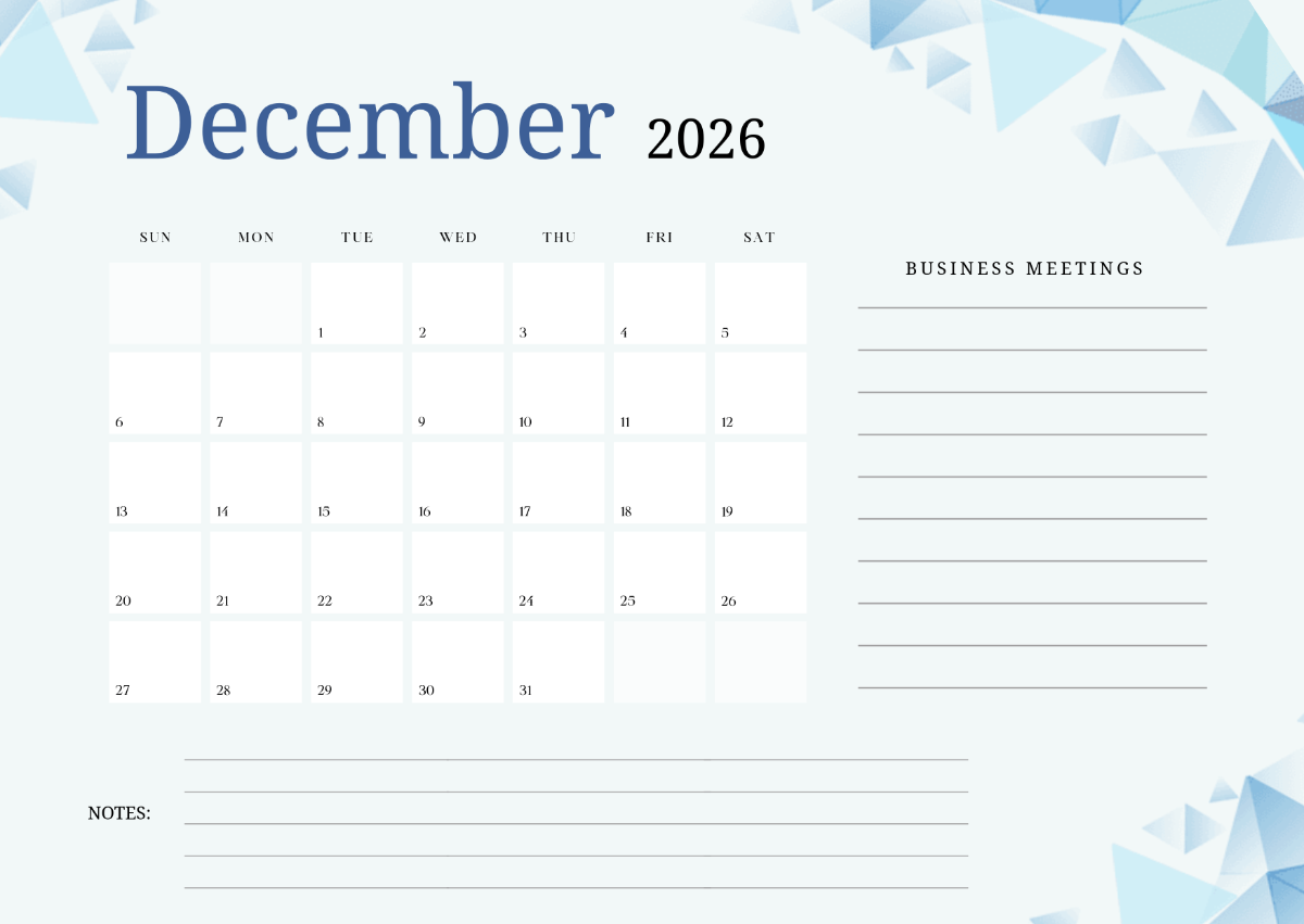 Free December 2026 Calendar For Business Template To Edit Online