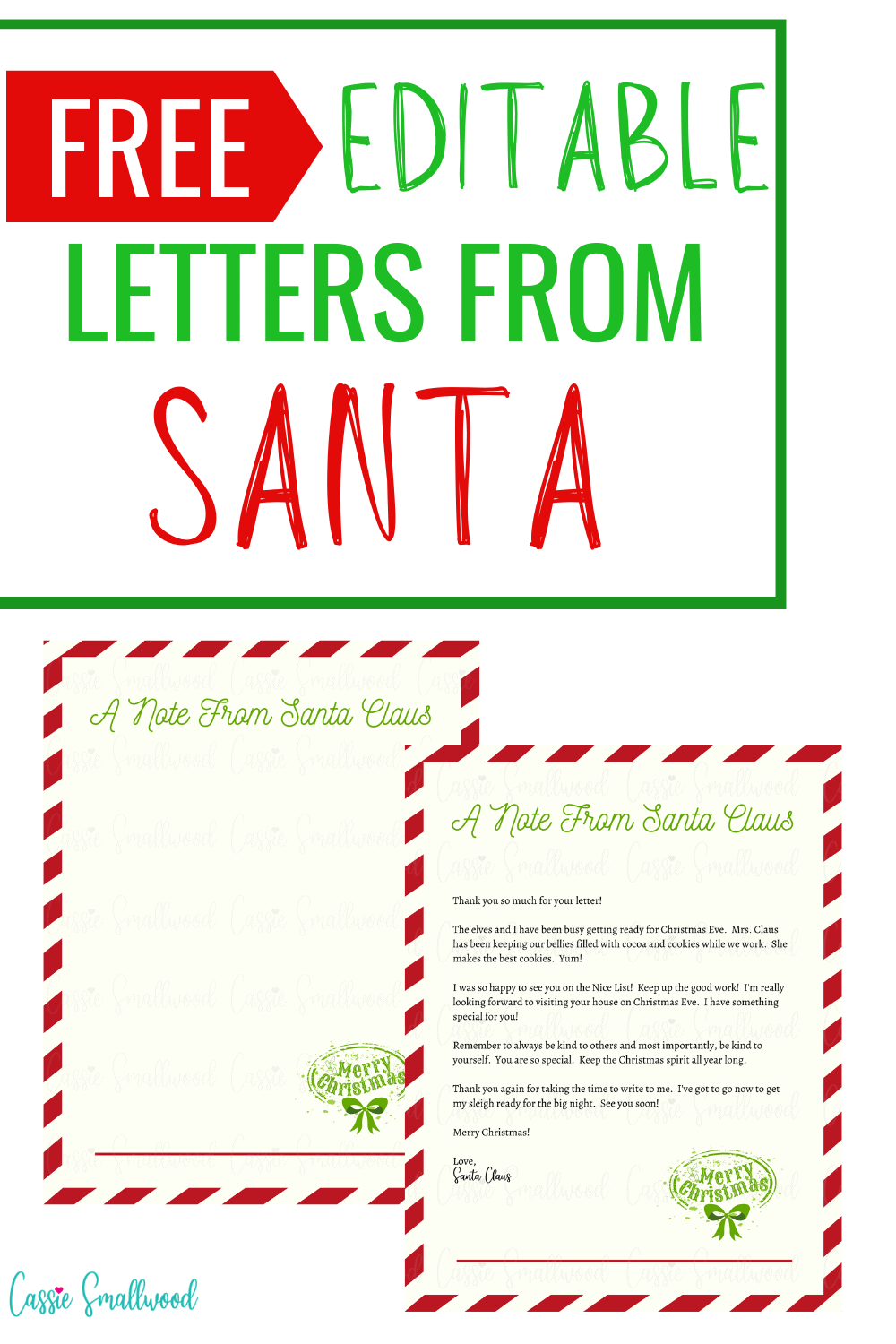 Free Letter From Santa Template Printable