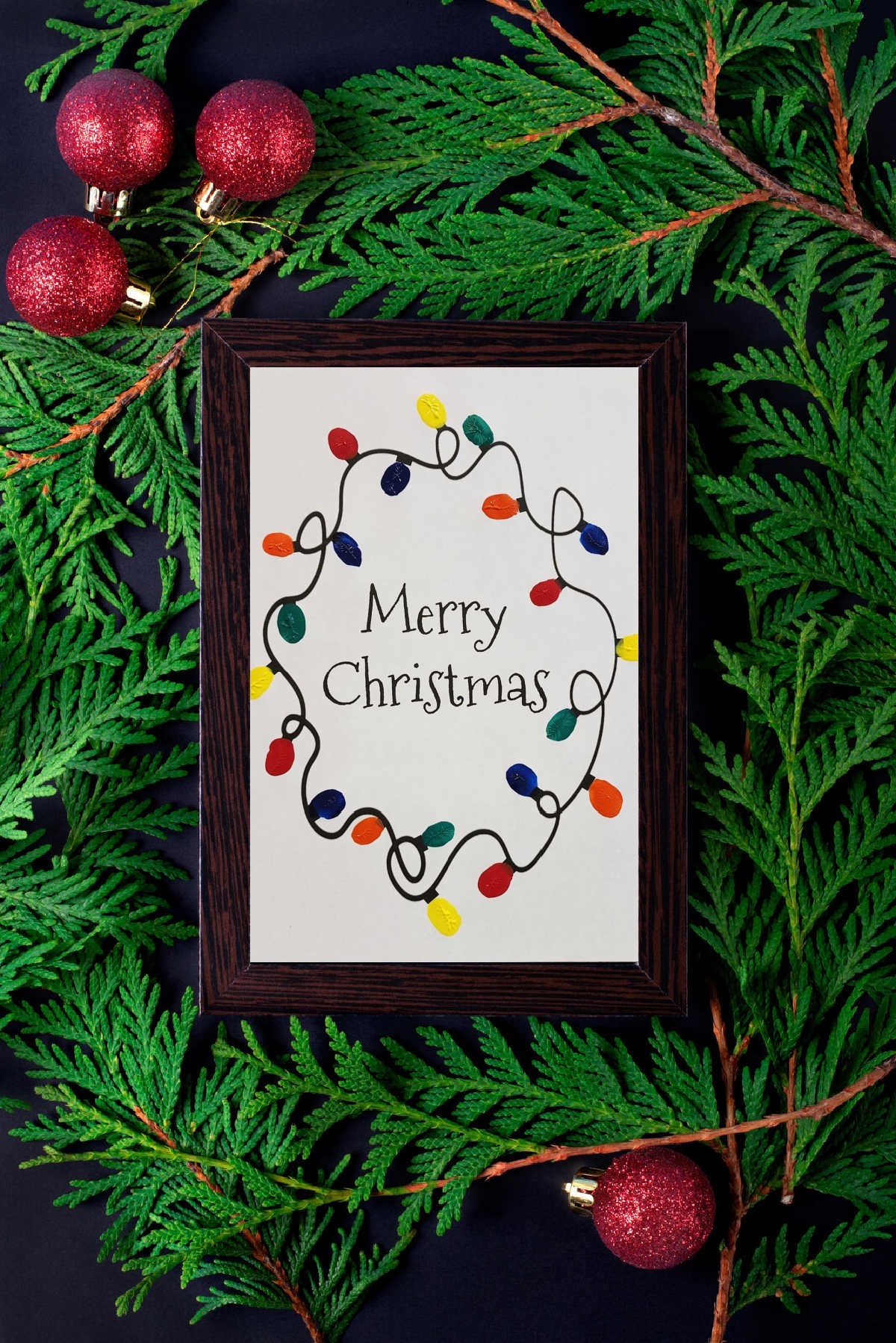 Printable Fingerprint Christmas Lights Template