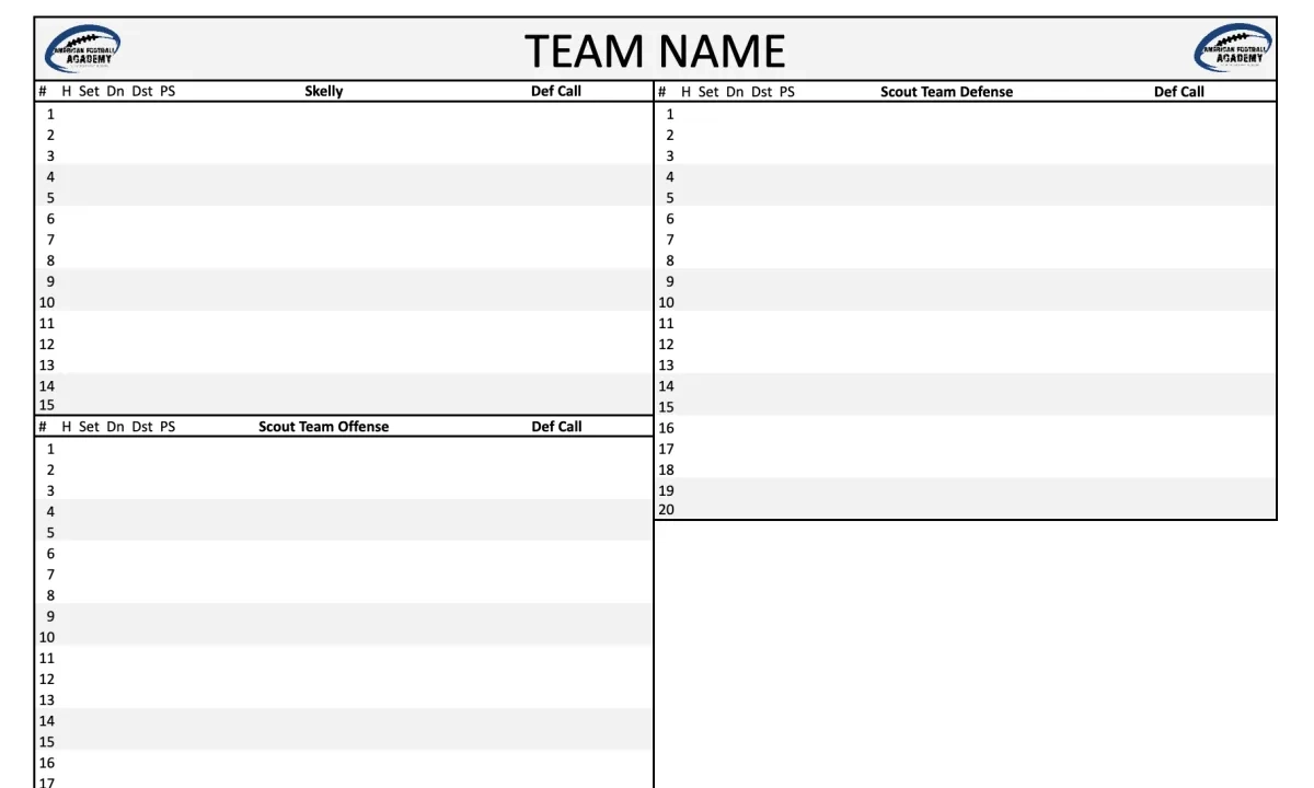 Free High School Football Practice Plan Templates Excel Sheets 