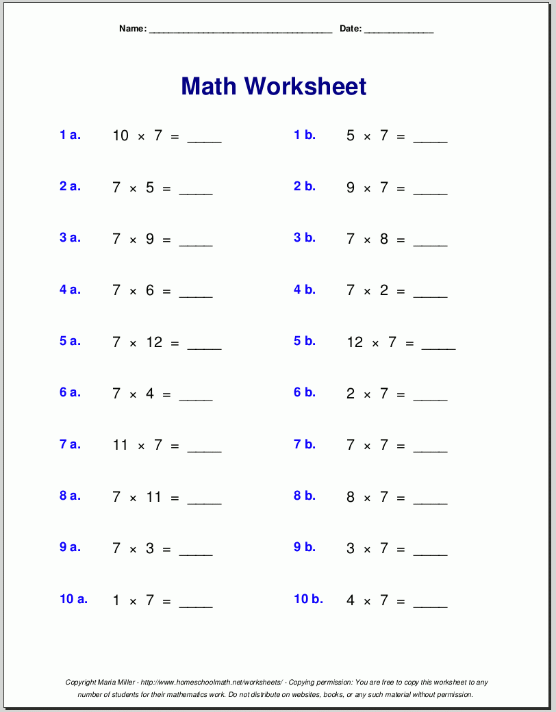 Free Math Worksheets Printable 6th Grade