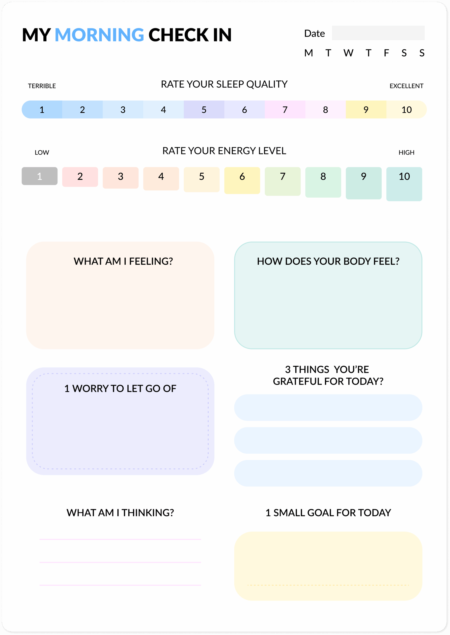 Free Mental Health Check In Worksheet PDF Bearable App