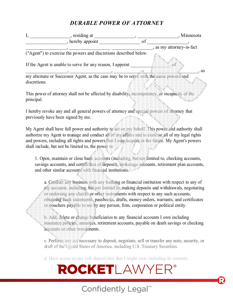 Durable Power Of Attorney Forms Printable Mn