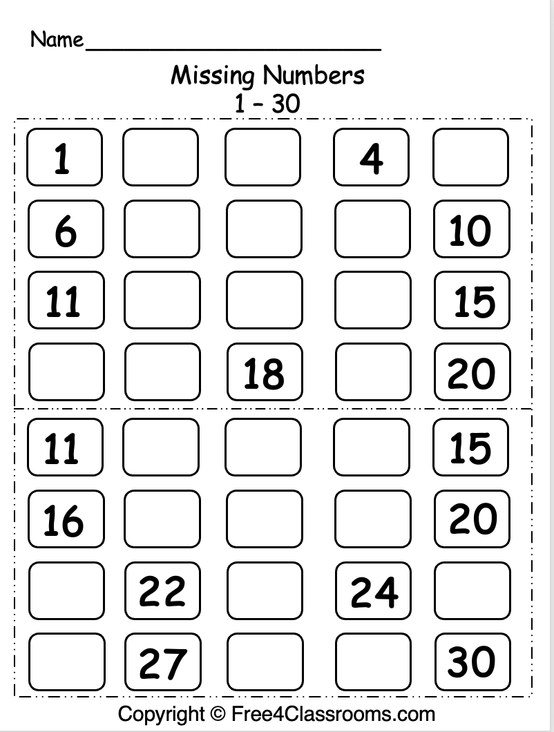 Free Missing Numbers 1 30 Worksheet Free Worksheets 