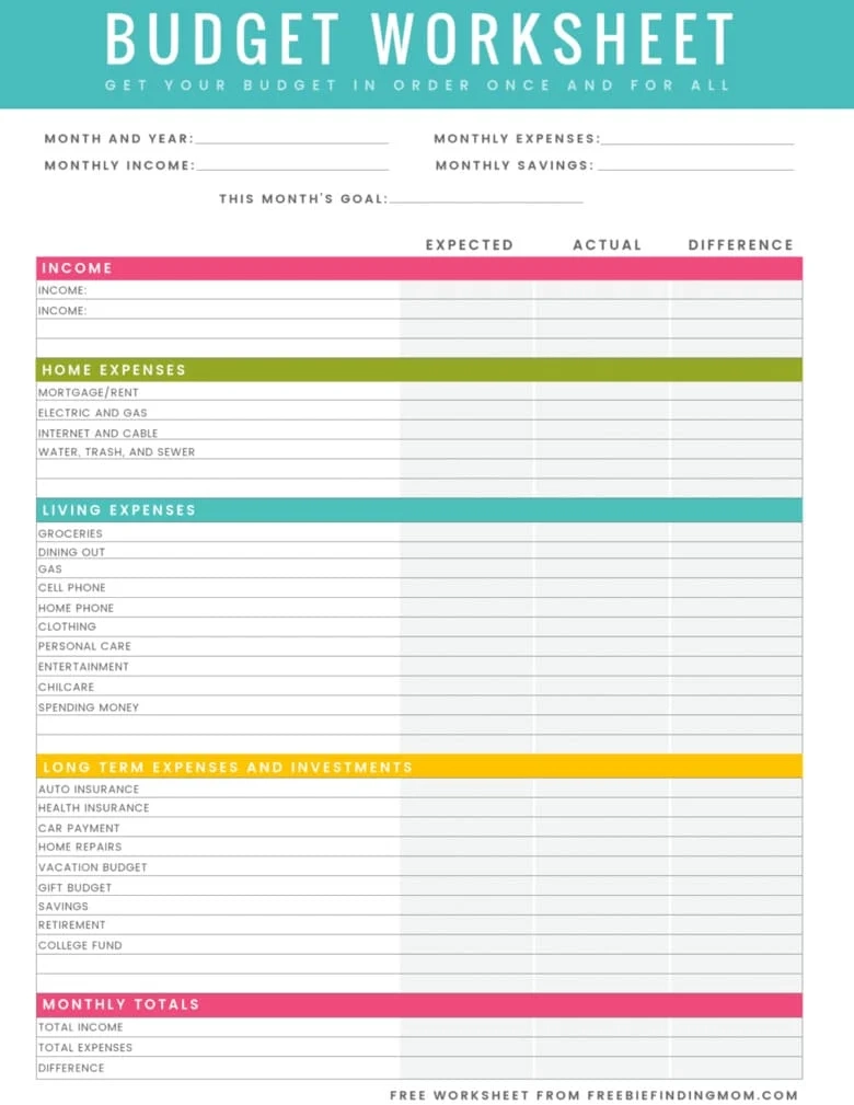 Free Monthly Budget Templates Printable PDFs 