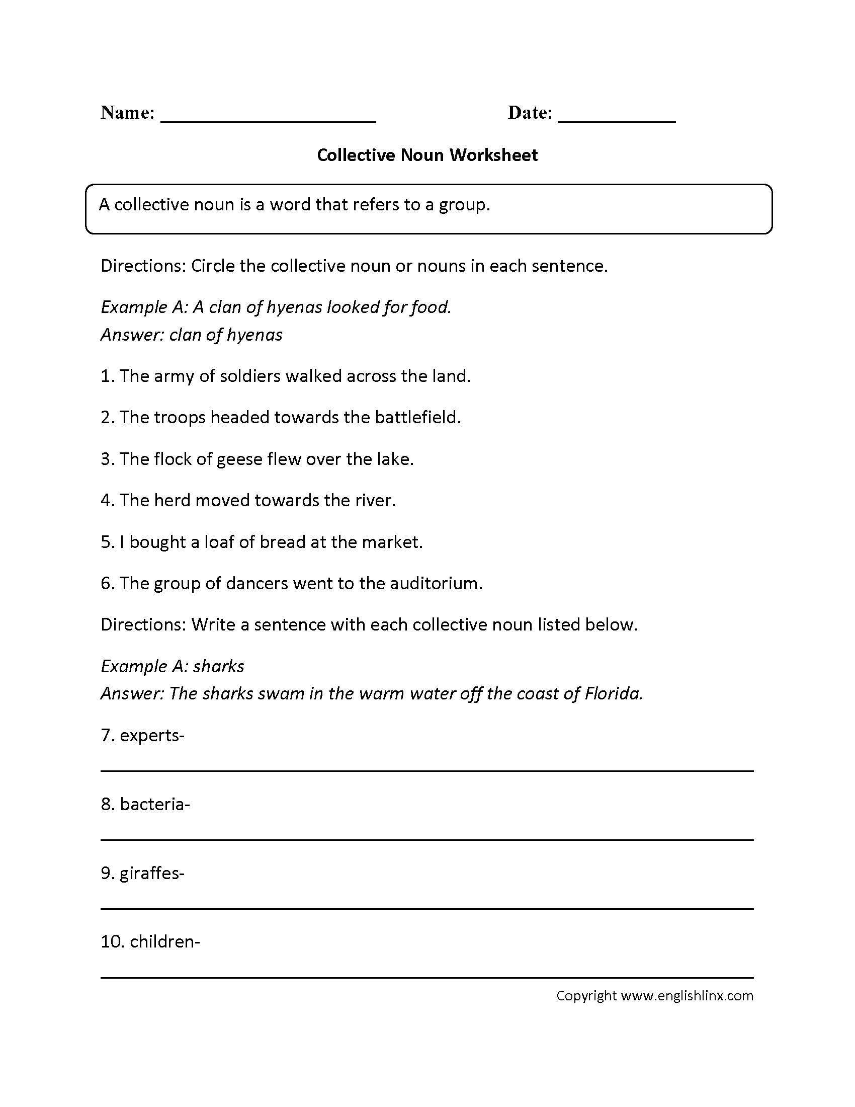 Free Nouns Worksheets Printable Noun Practice For All Grade Levels