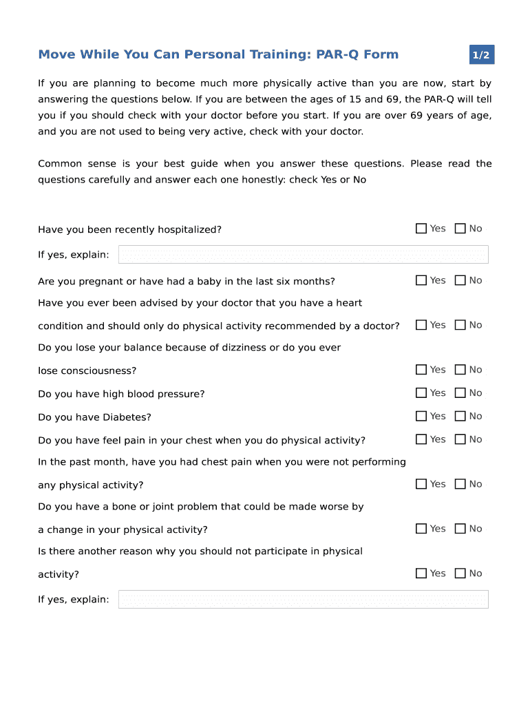 Free Printable Par Q Form