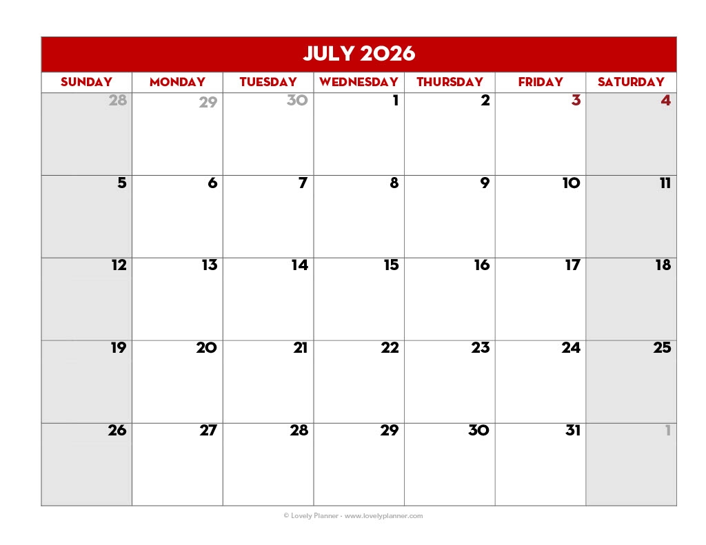 Printable Blank Classroom Calendar