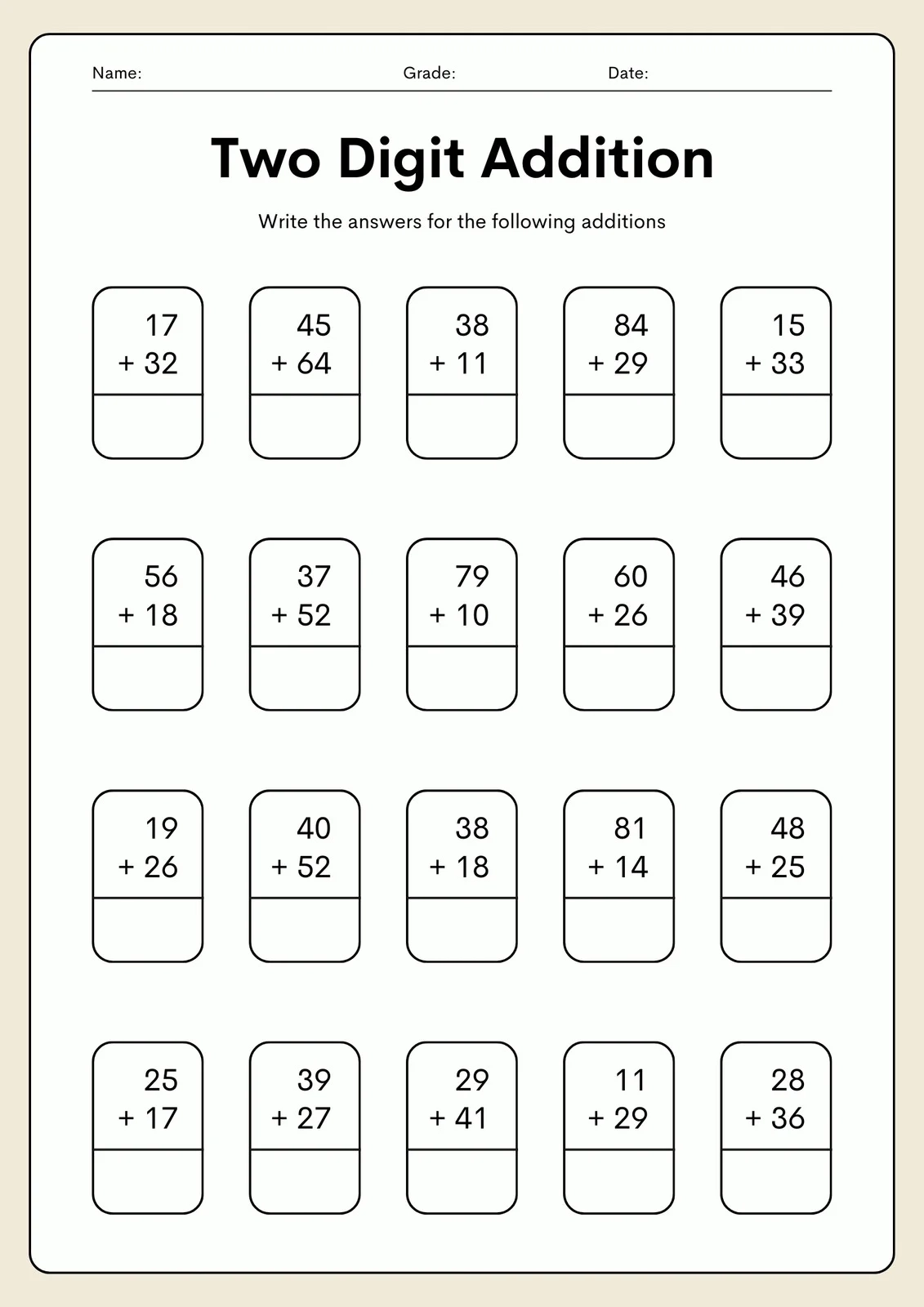 Math Worksheets Free Printable Grade 2
