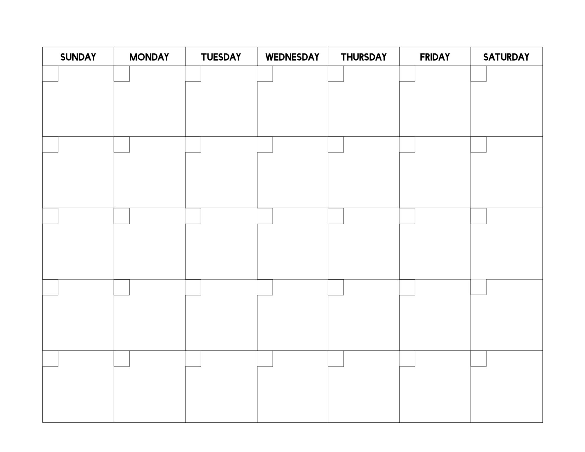 Calendar Blank Free Printable