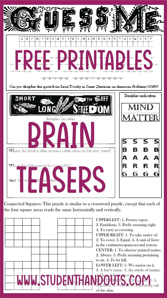 Free Printable Brain Teasers And Puzzles With Answers