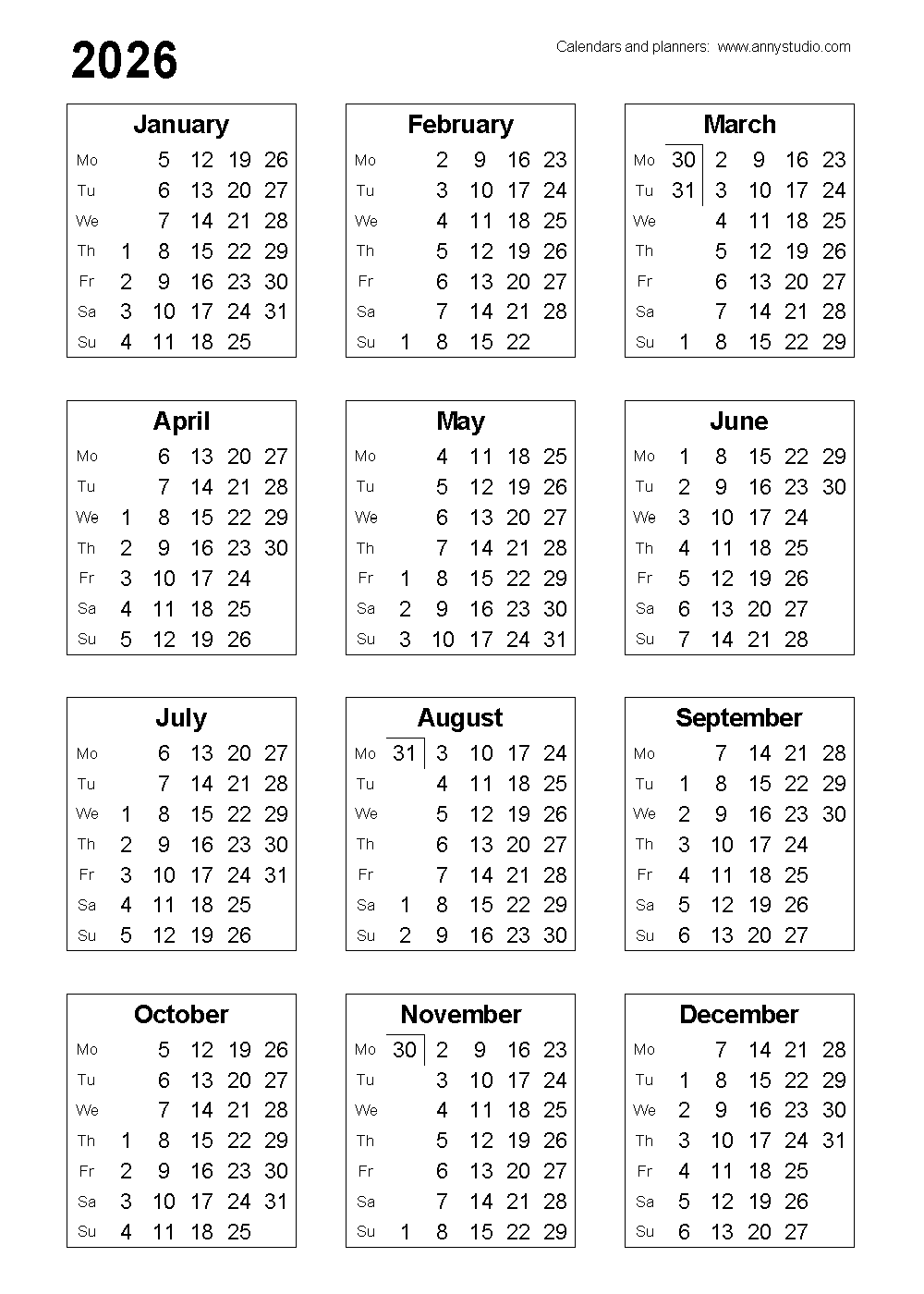 Free Printable 2026 And 2027 Calendar