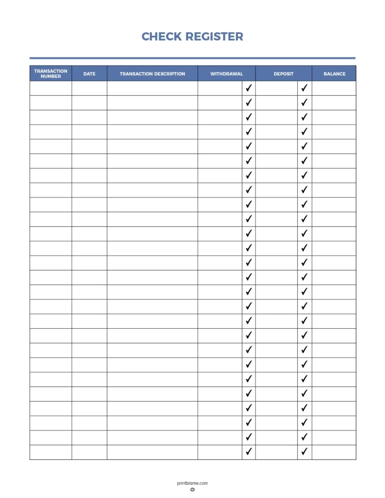 Free Printable Check Registers 28 Checkbook Ledger PDFs