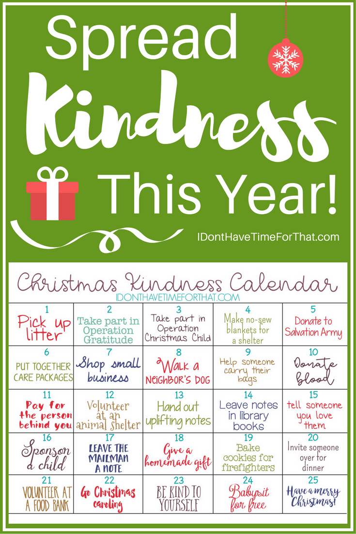 FREE Printable Christmas Kindness Calendar