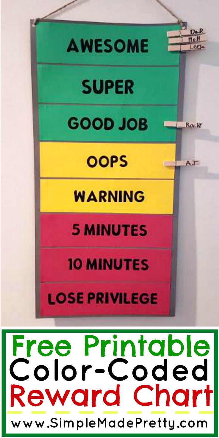 Free Printable Color Coded Reward Chart