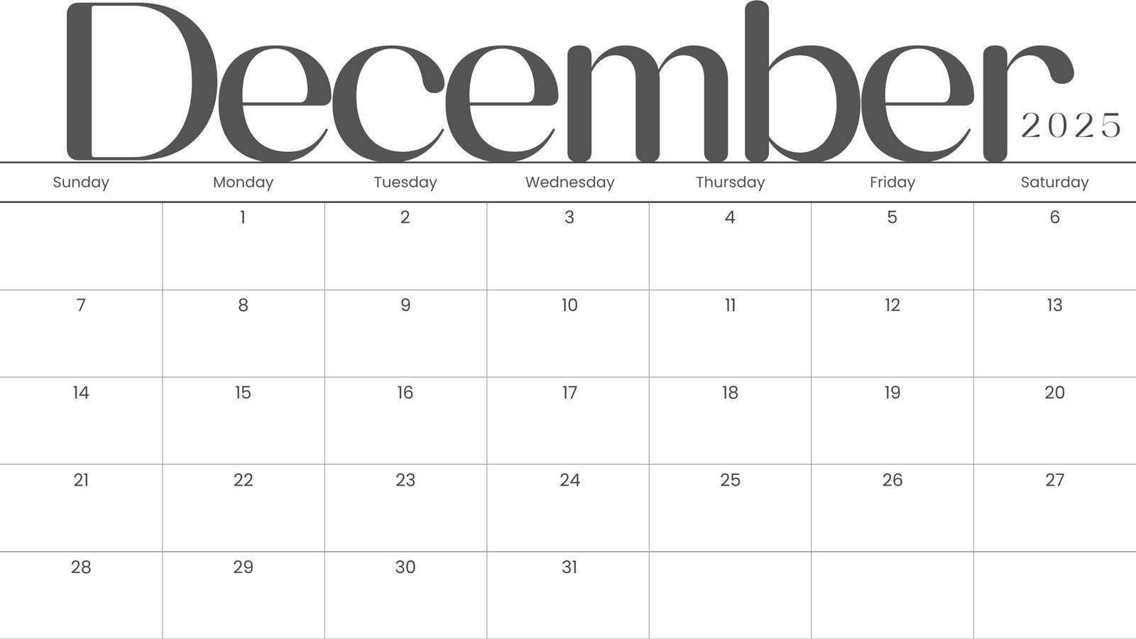 Free Printable Calendars December