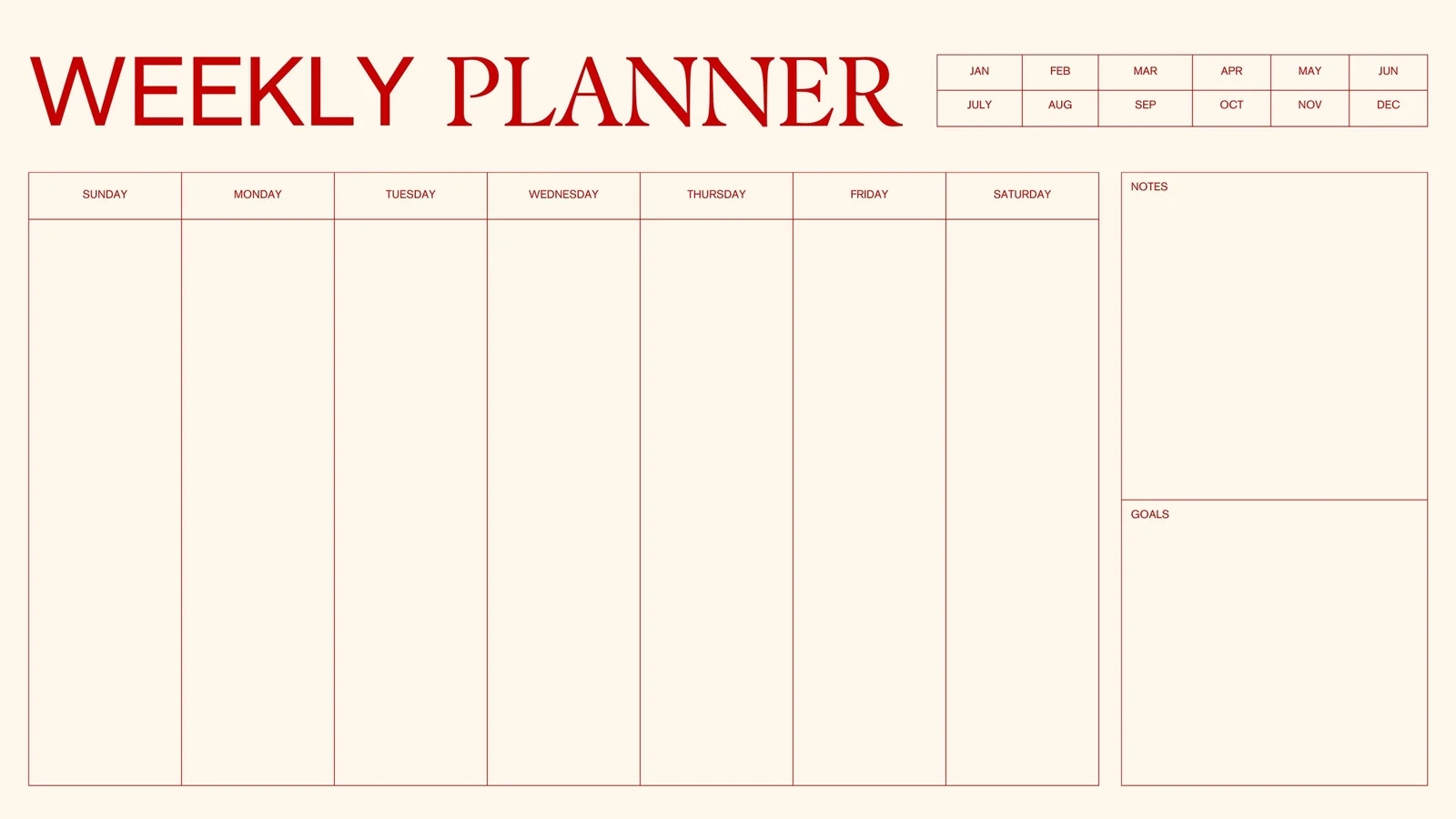 Printable Calendar Weekly Blank
