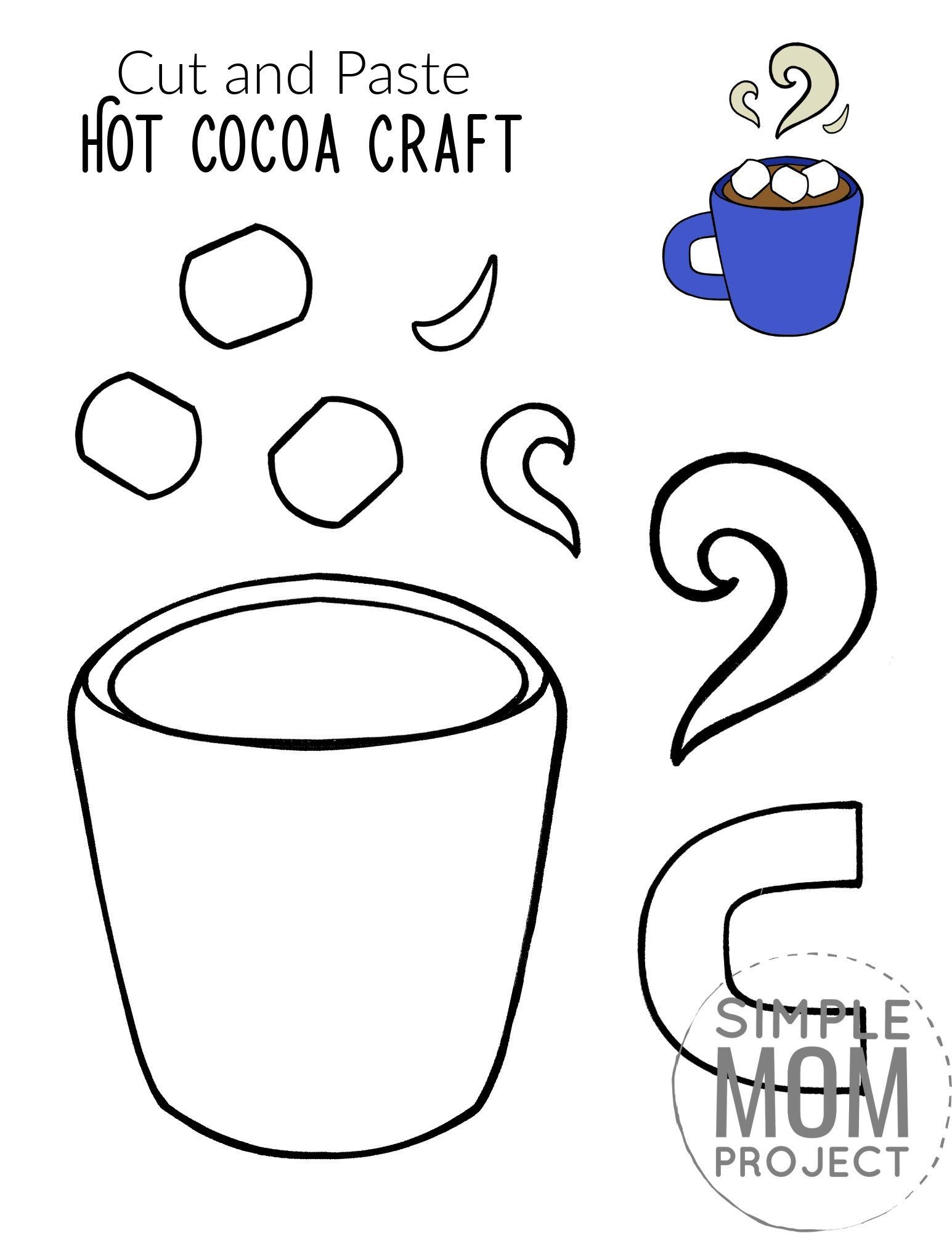 Free Printable Hot Chocolate Mug Cut And Paste Craft Simple Mom 