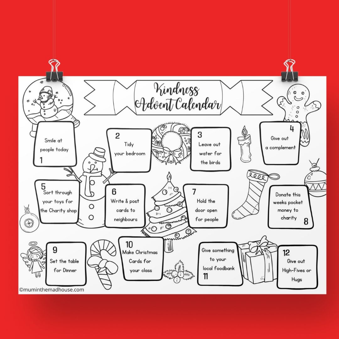 Free Printable Kindness Advent Calendar To Colour Mum In The 