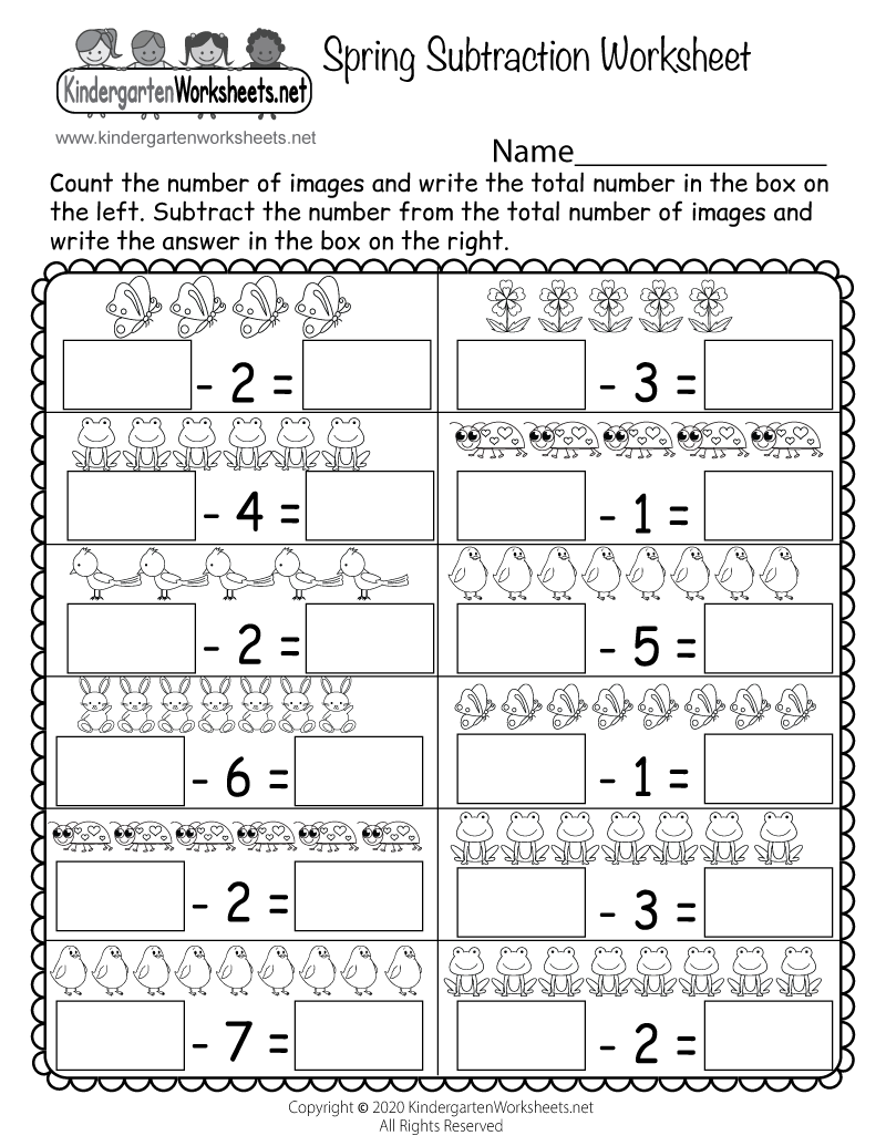Subtraction Worksheets For Kindergarten Printable Free