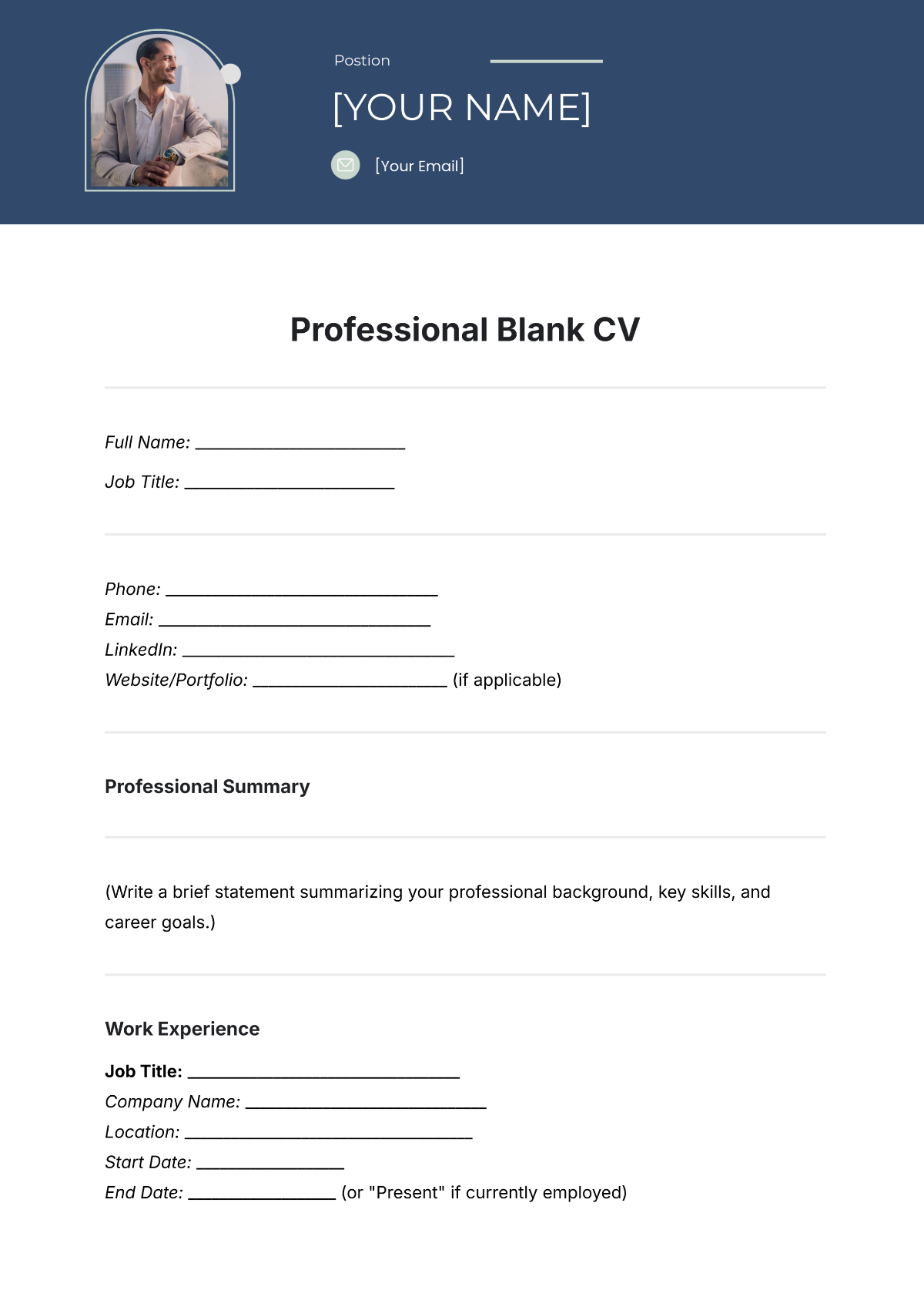 Fill In Blank Resume Print Out Form
