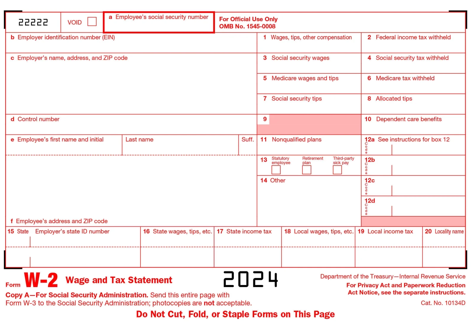 W2 Federal Form 2026