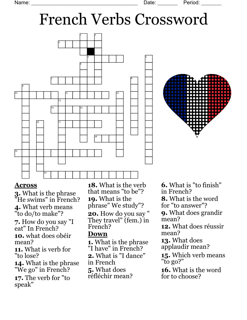 French Verbs Crossword WordMint