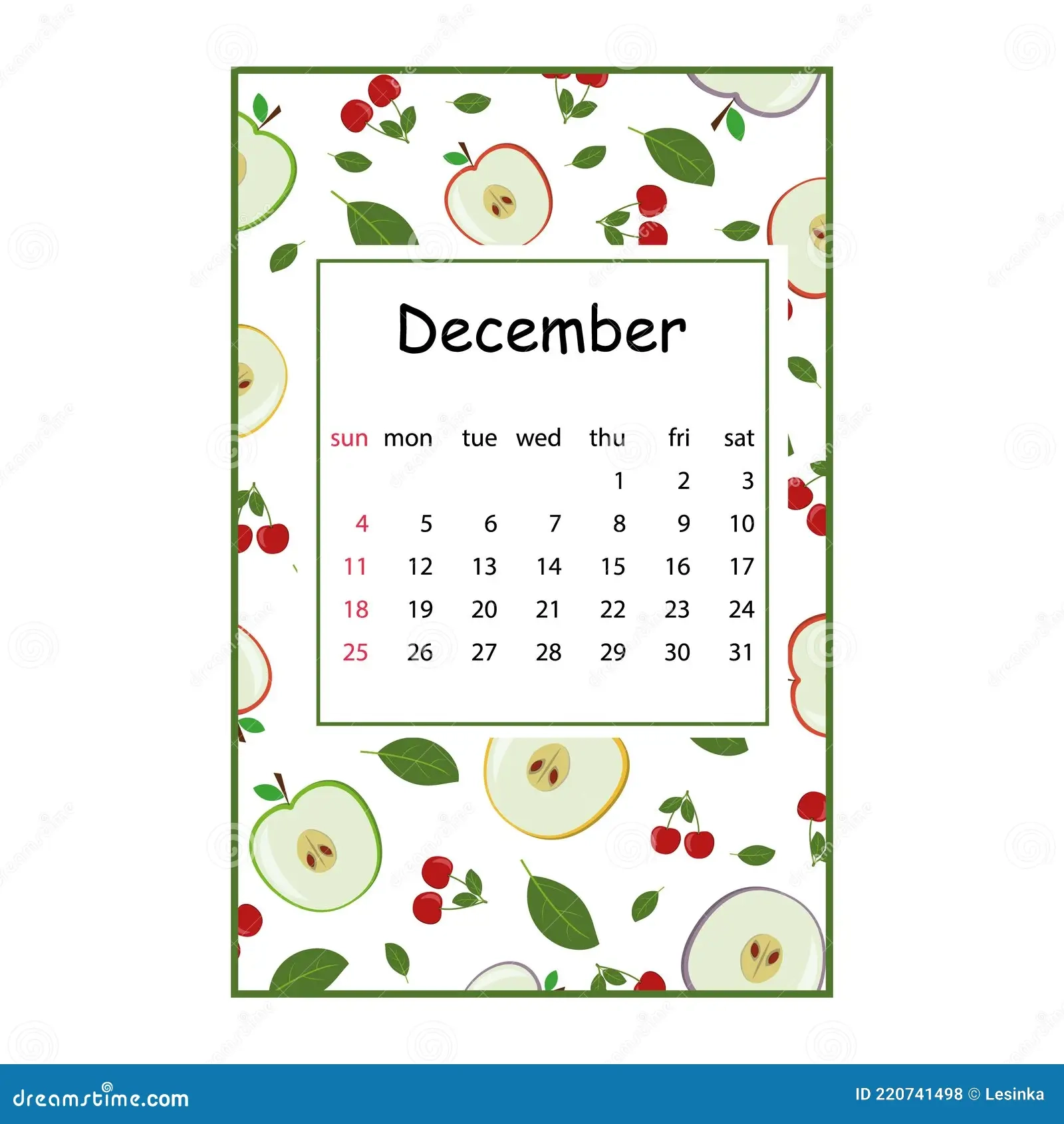 Printable December Calendar Waterproof