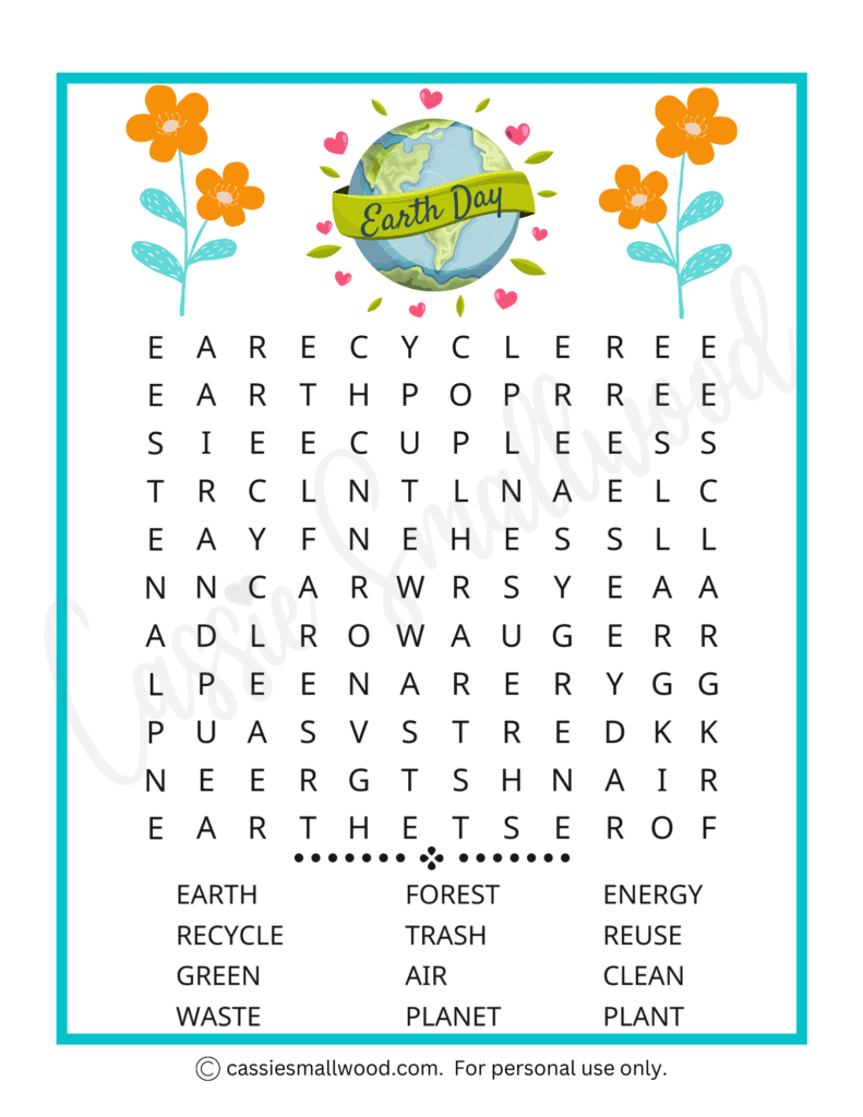 Earth Day Printable Word Search