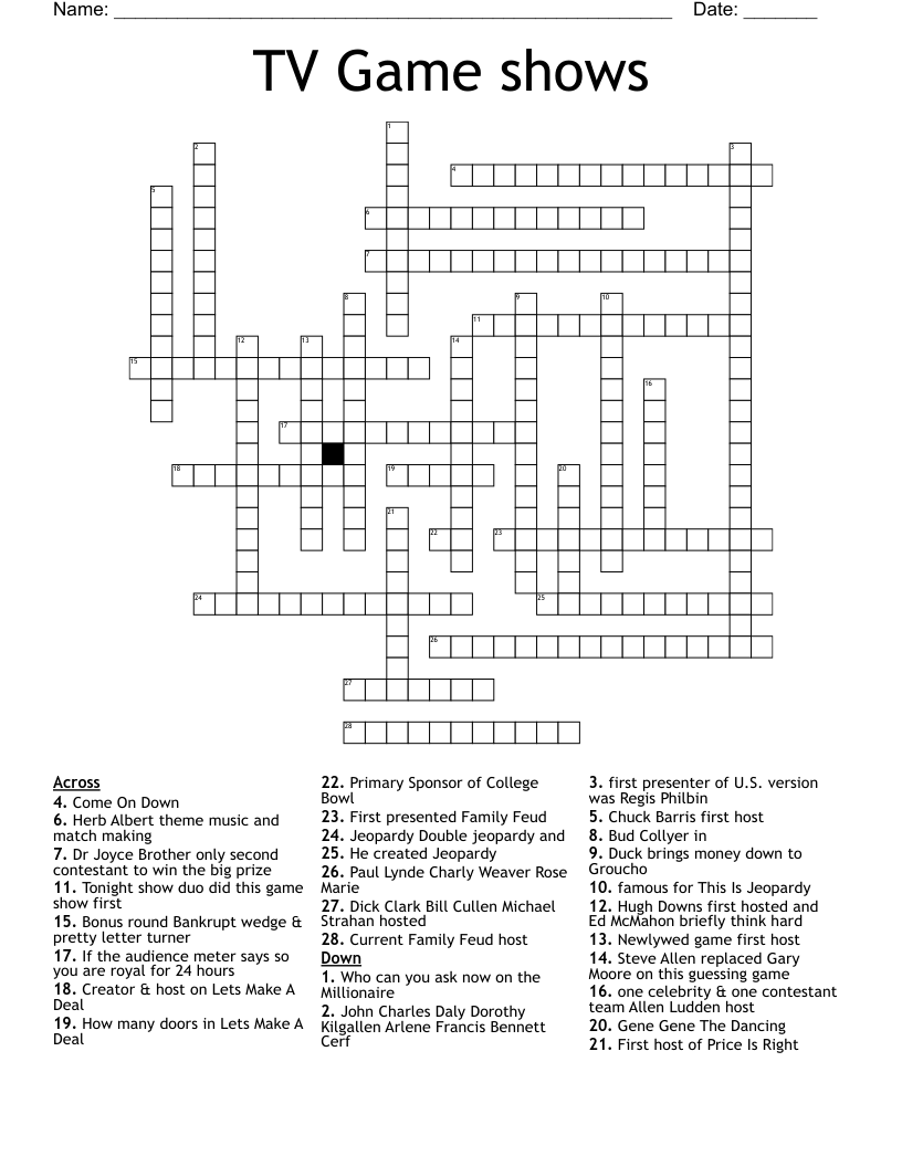 Game Show Crossword WordMint