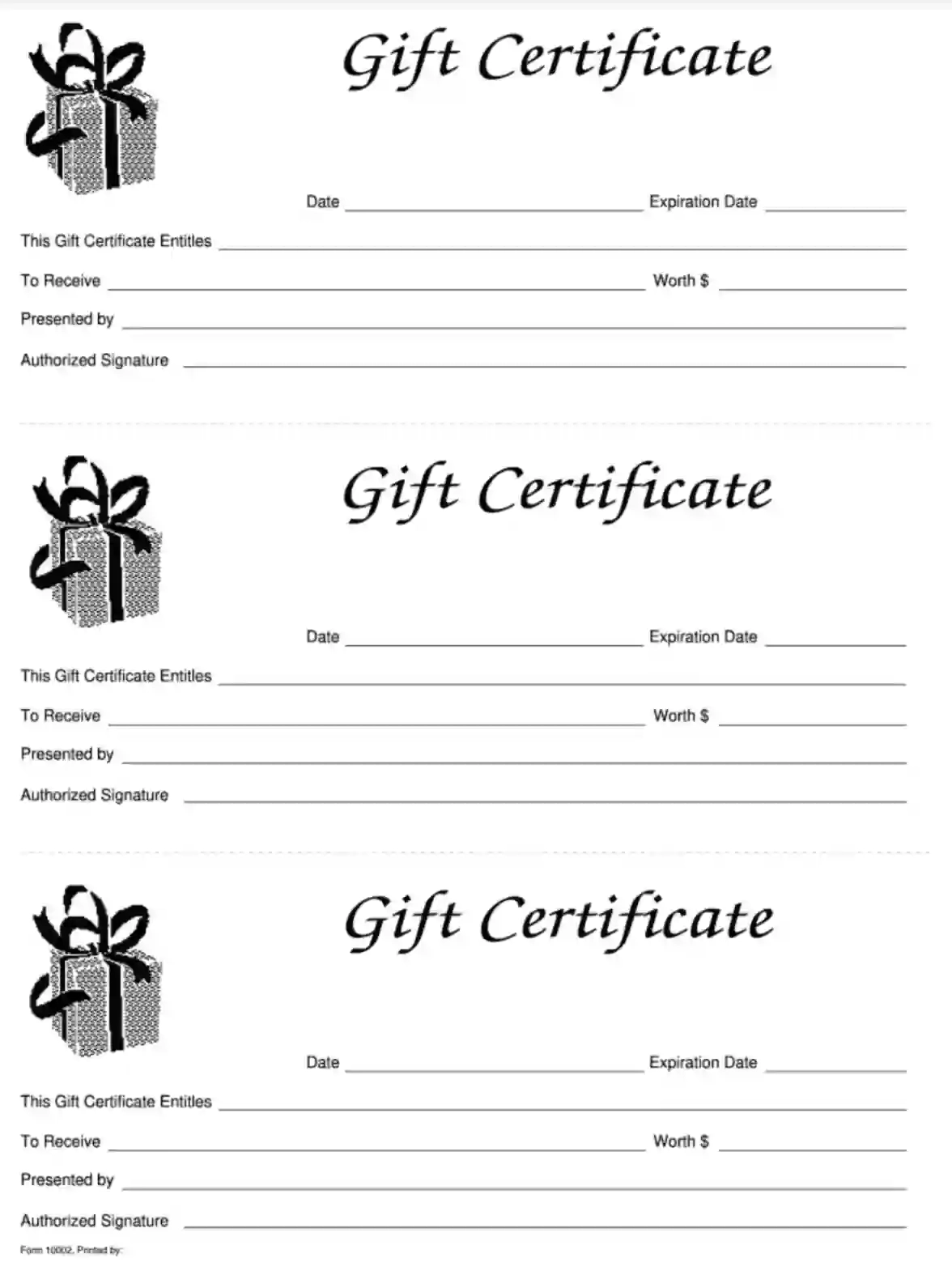 Printable Gift Certificates Free Template