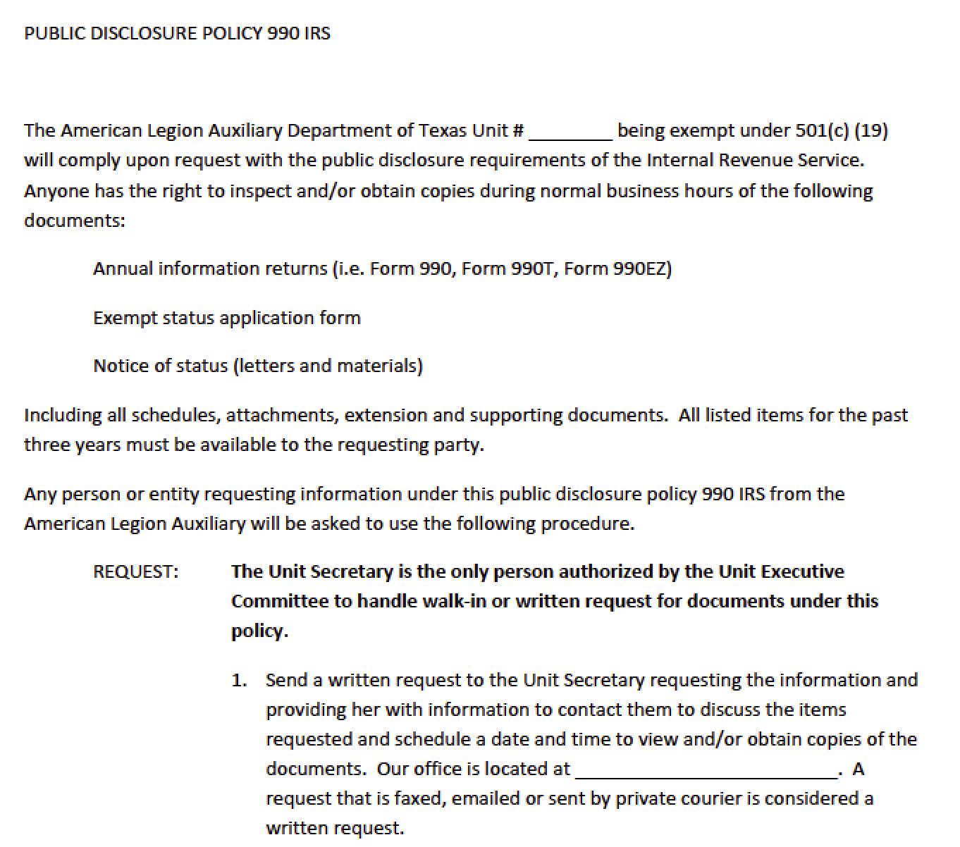Governance Policy ALA Texas