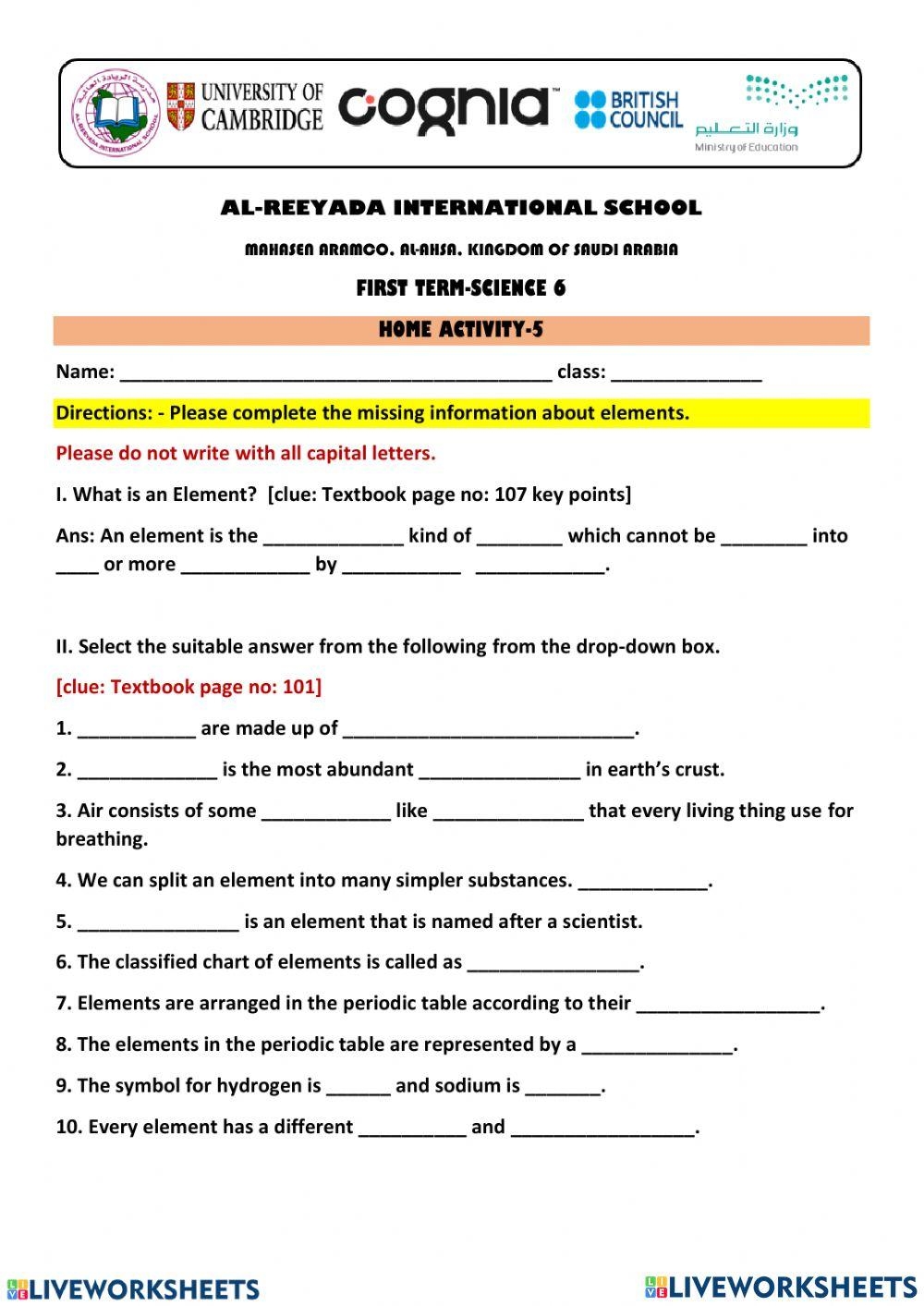 Printable Science Worksheets Grade 6 Free