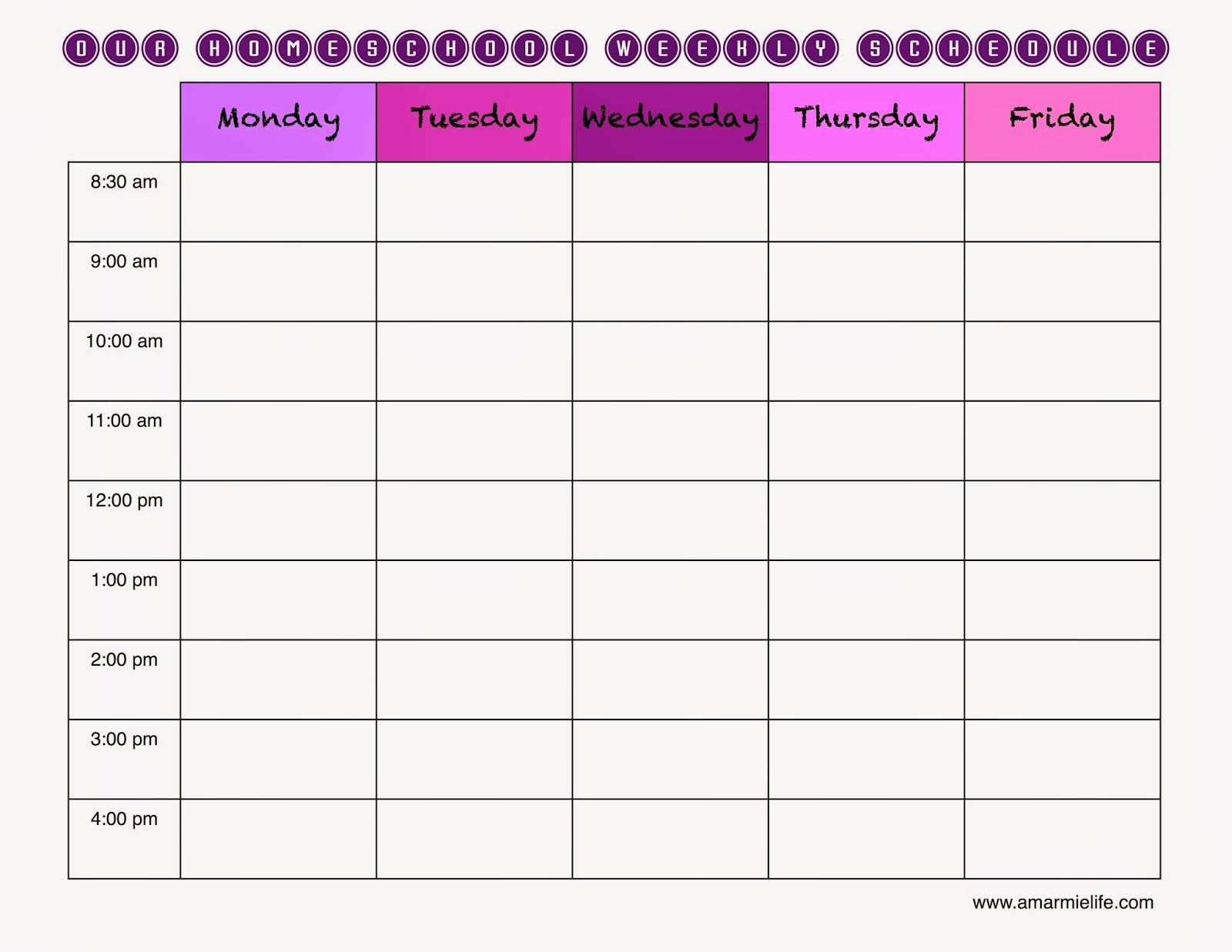 Blank Calendar Printable Homeschool